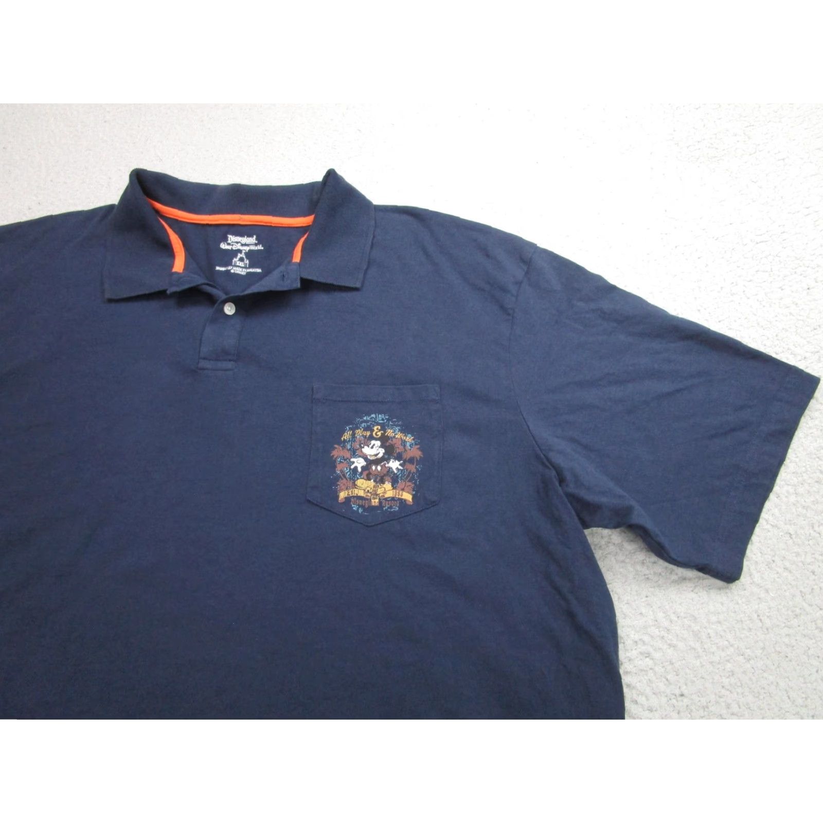 Disney VINTAGE Disneyland Resort Shirt Mickey Mouse Pocket Polo 1955 Theme Park 2XL Navy Mens Size US XXL / EU 58 / 5 - 3 Thumbnail