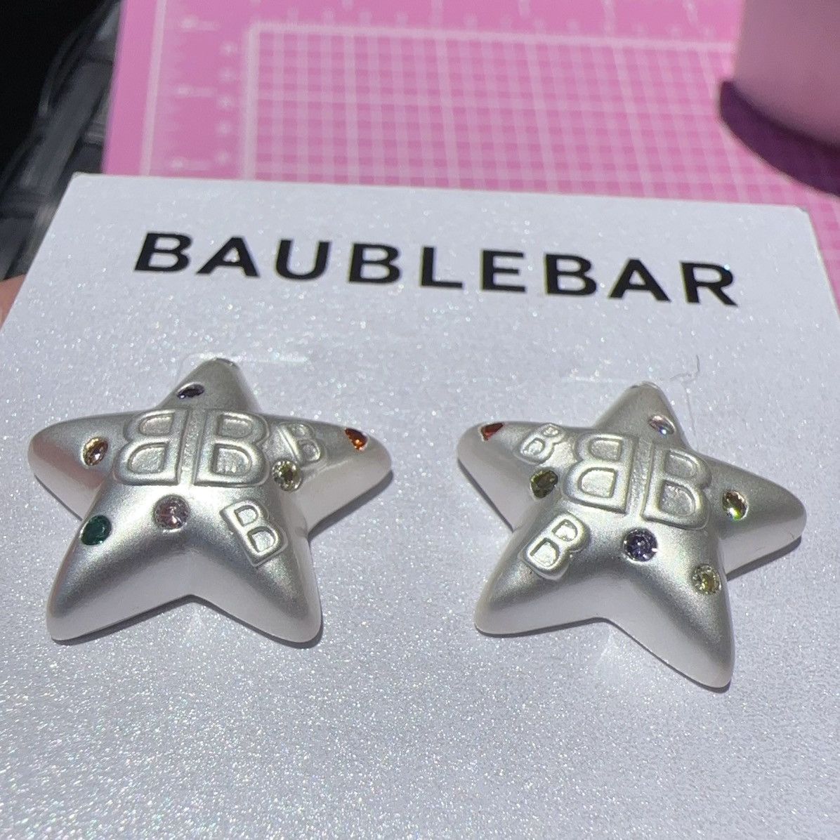 Designer Baublebar white silver star colorful diamonds paved Size ONE SIZE - 2 Thumbnail
