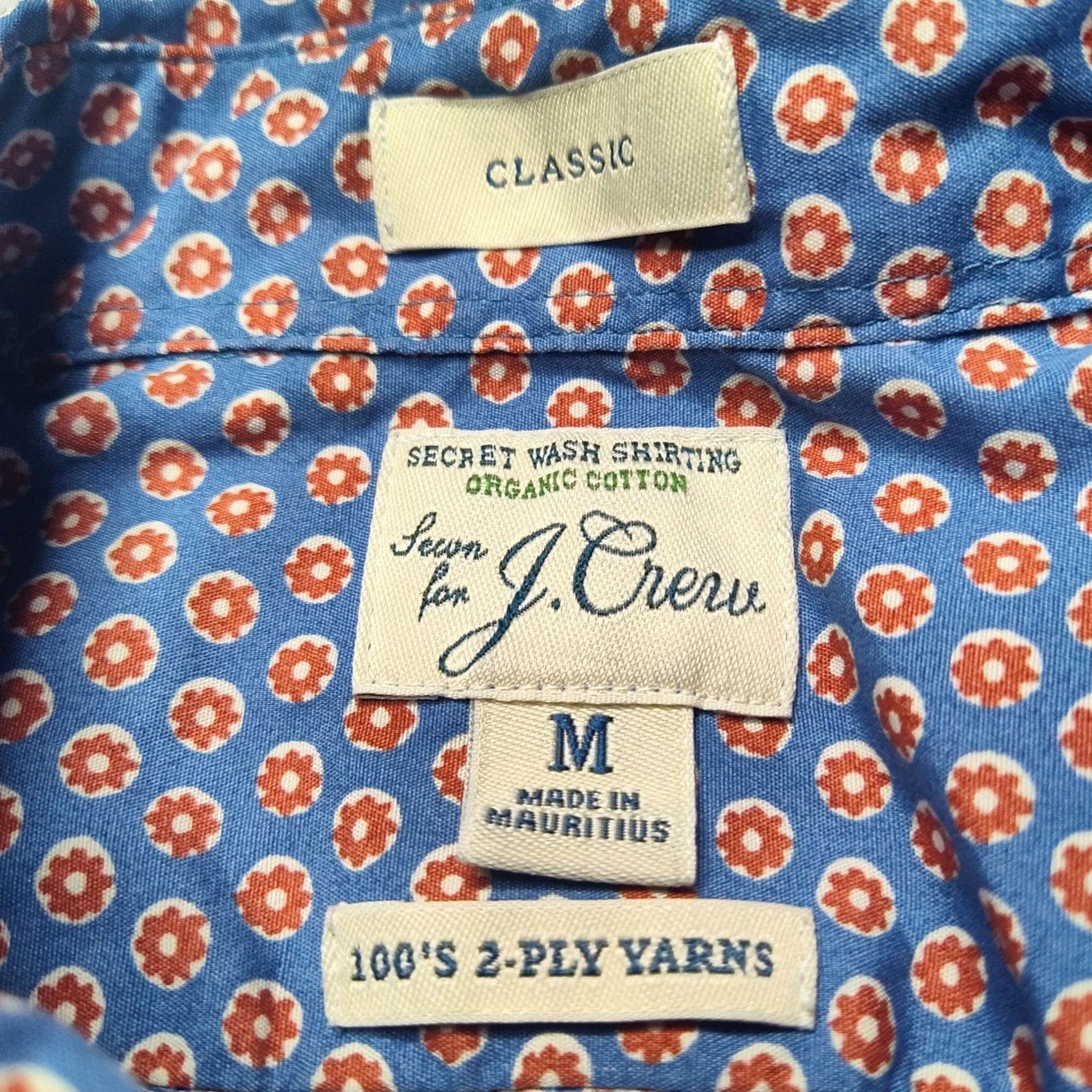 J.Crew J. CREW CLASSIC Organic Cotton Blue Brown Geo Button-Up Shirt - Men Medium Size US M / EU 48-50 / 2 - 5 Thumbnail