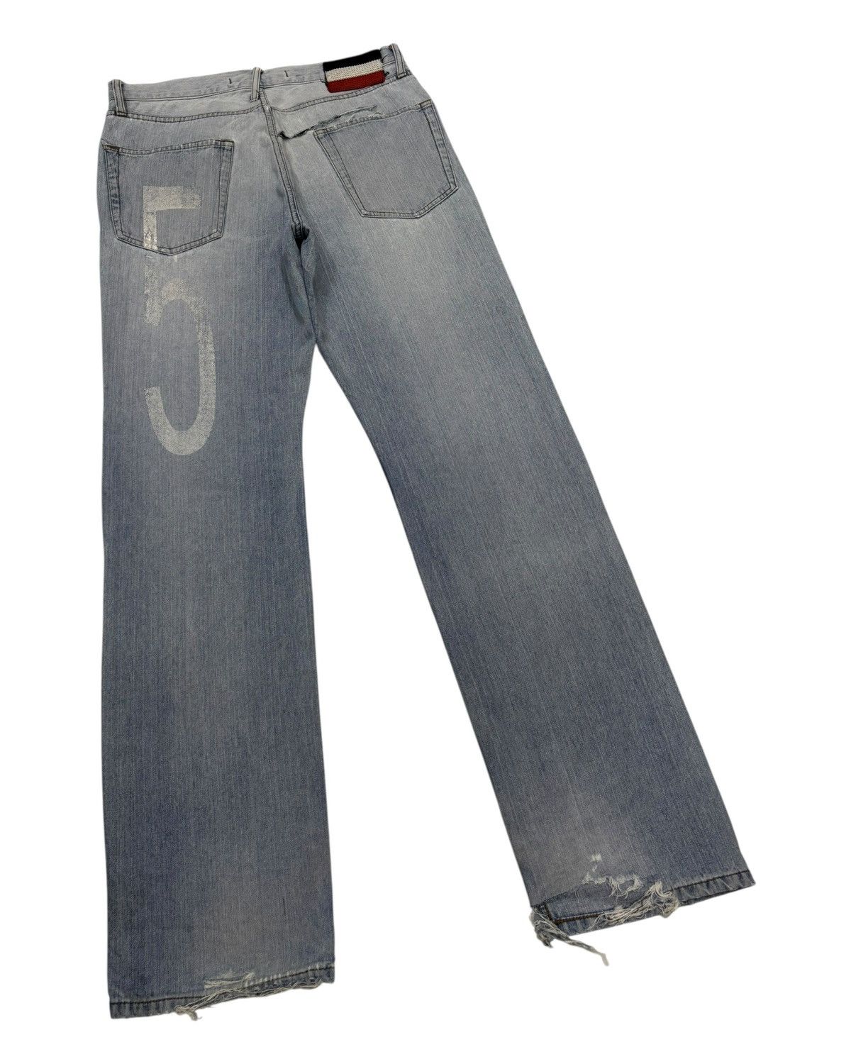 PPFM PPFM Blue Wash Number 25 Faded Logo Jeans Size US 32 / EU 48 - 4 Thumbnail