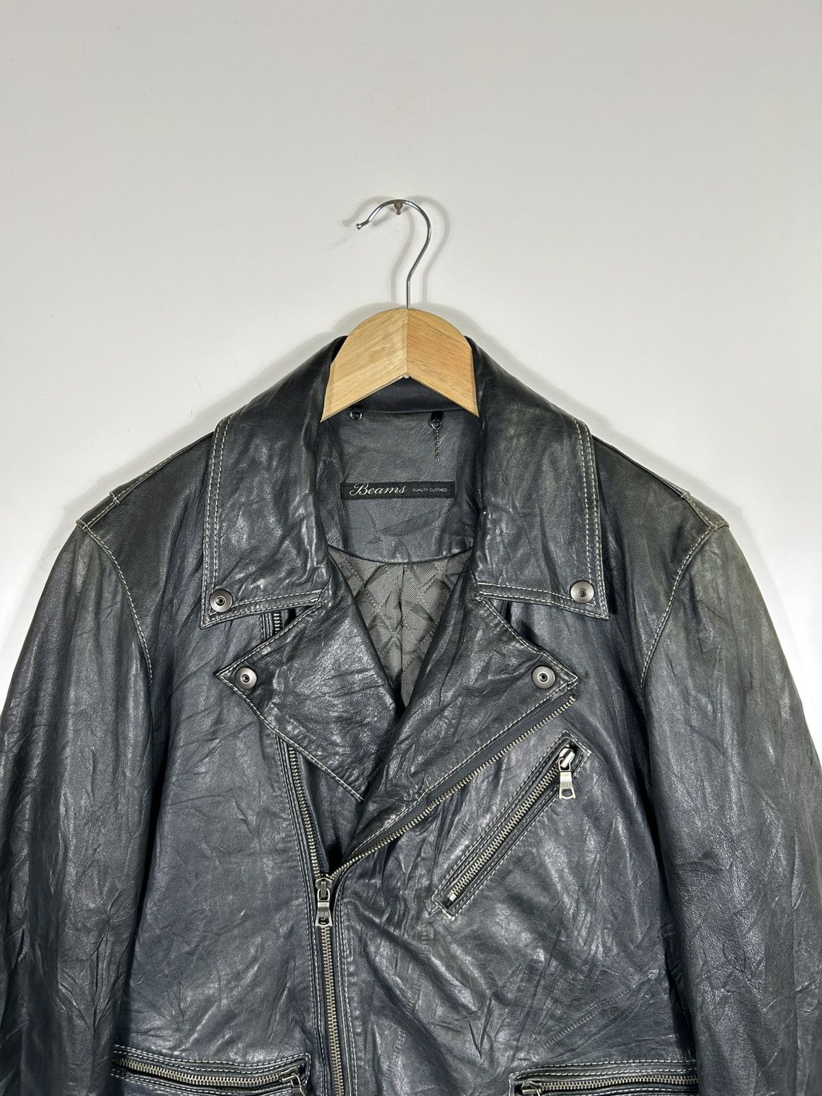 Beams Japan 🔥Beams Japan Leather Riders Double Collar Jacket Size US L / EU 52-54 / 3 - 4 Thumbnail
