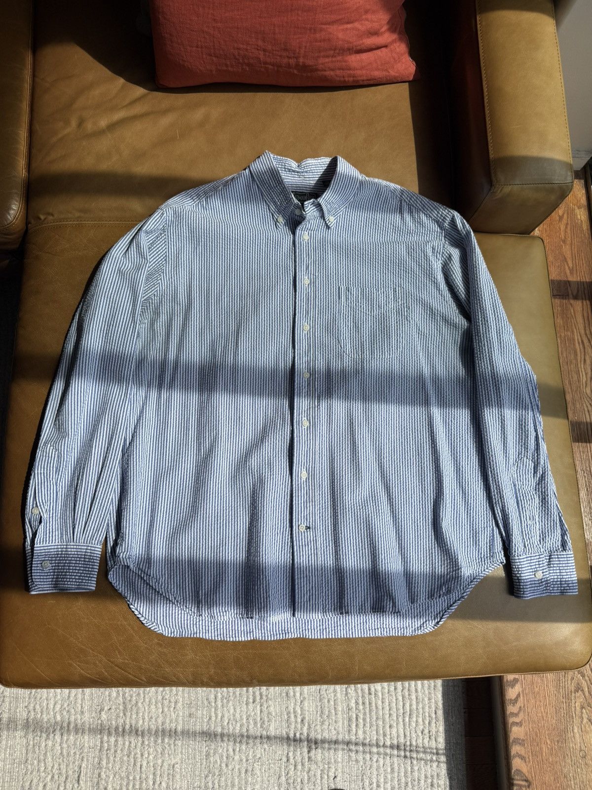 Gitman Bros. Vintage Gitman Bros Vintagr Blue Stripe Seersucker Shirt XXL Size US XXL / EU 58 / 5 - 7 Thumbnail