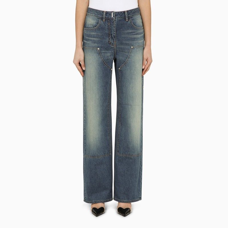 image of Givenchy Deep Blue Wide Jeans With Appliques, Women's (Size 26)