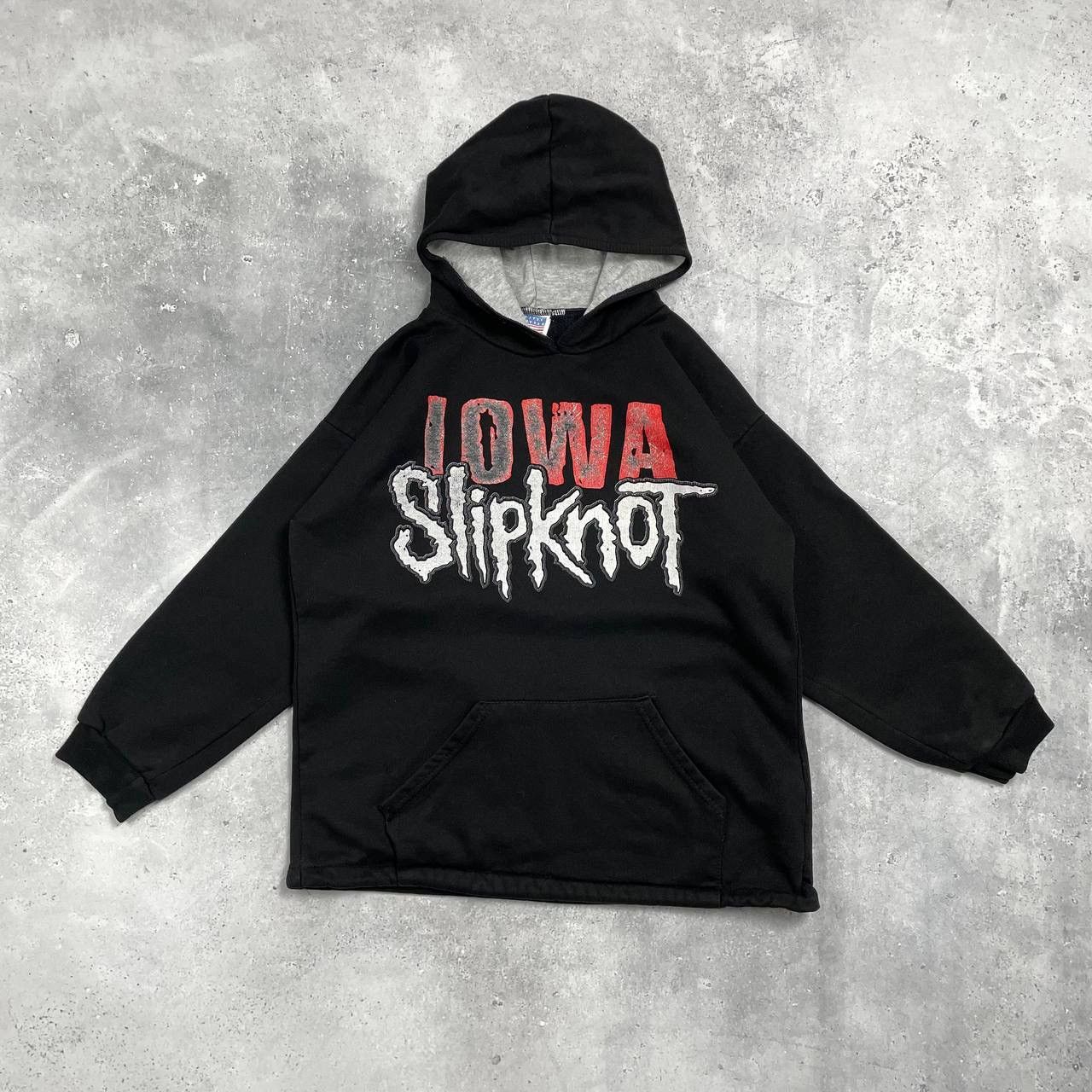 Vintage 2000s Slipknot IOWA UK Bootleg Hoodie Faded Black XS