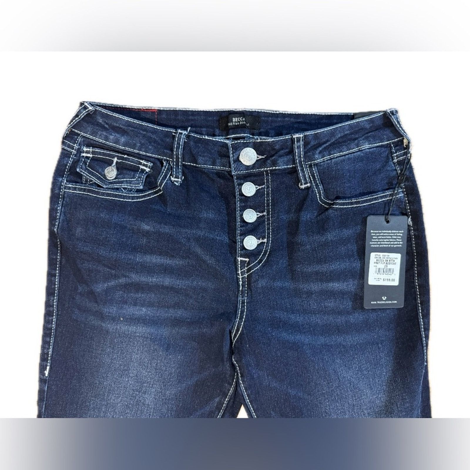 True Religion TRUE RELIGION BECCA BUTTON FRONT FLAP BOOTCUT JEANS. Size 29" - 4 Thumbnail