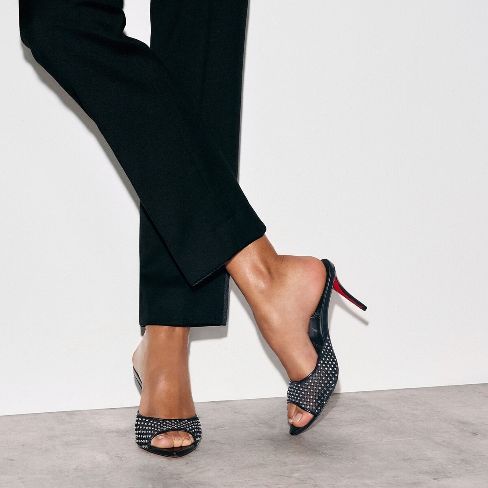 Christian Louboutin Christian Louboutin Apostropha Mule Mesh Strass 80 Pump 38 Size US 8 / IT 38 - 3 Thumbnail