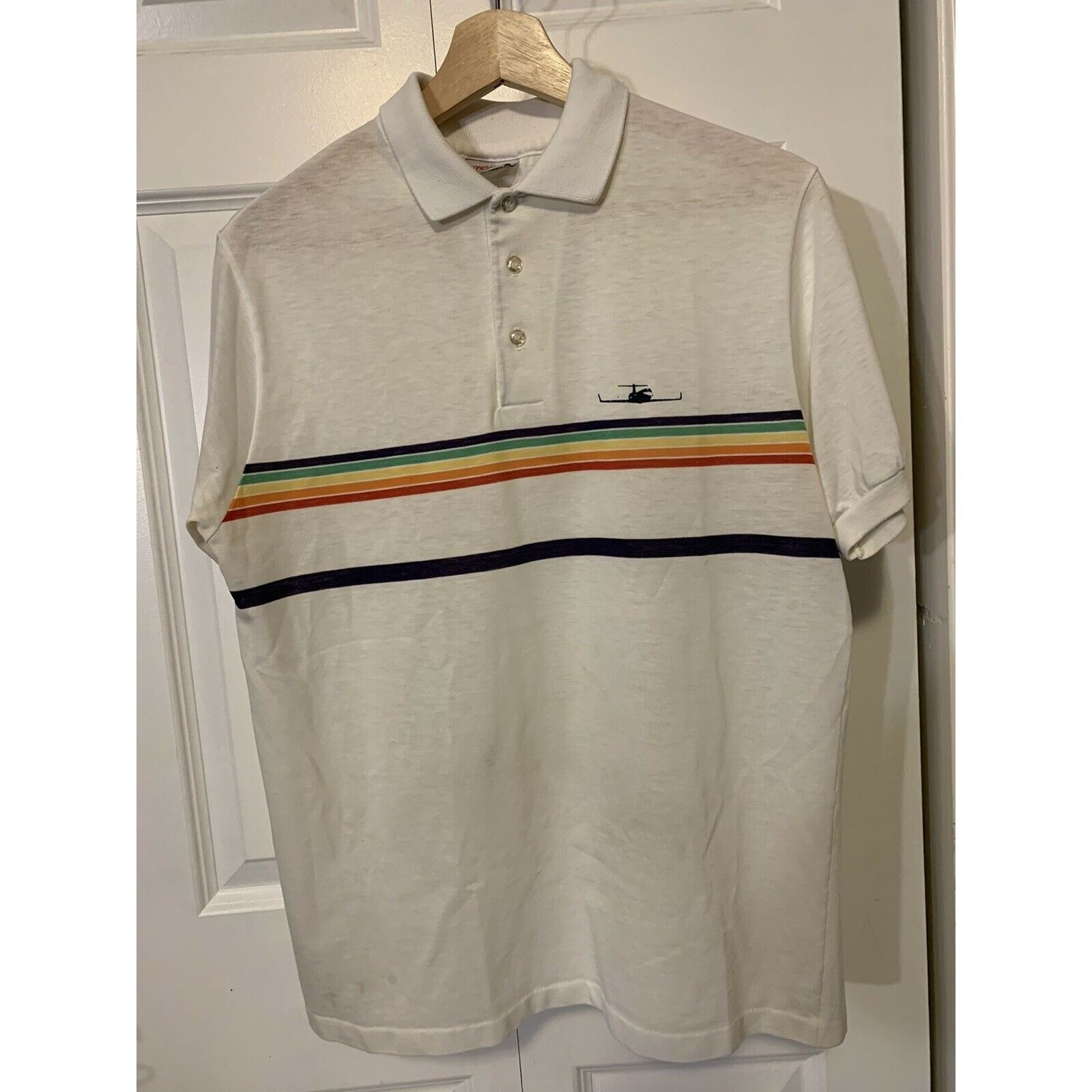 Vintage vintage 1980s rainbow polo t shirt Men’s Sz L Screen Mates Size US L / EU 52-54 / 3 - 3 Thumbnail