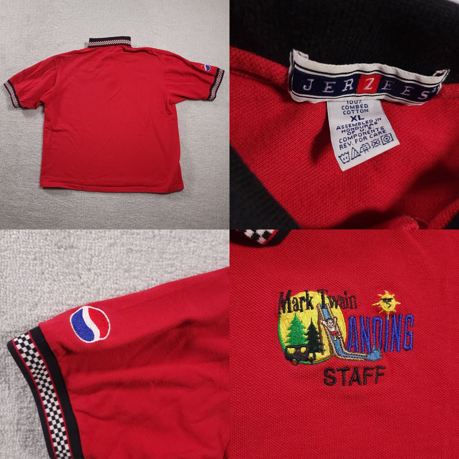 Jerzees VINTAGE Jerzees Polo Shirt Mens XL Red Short Sleeve Combed Cotton 100% Knitted Fabric Logo Embroidered 90s Theme Industrial Casual Workwear Size US XL / EU 56 / 4 - 8 Thumbnail
