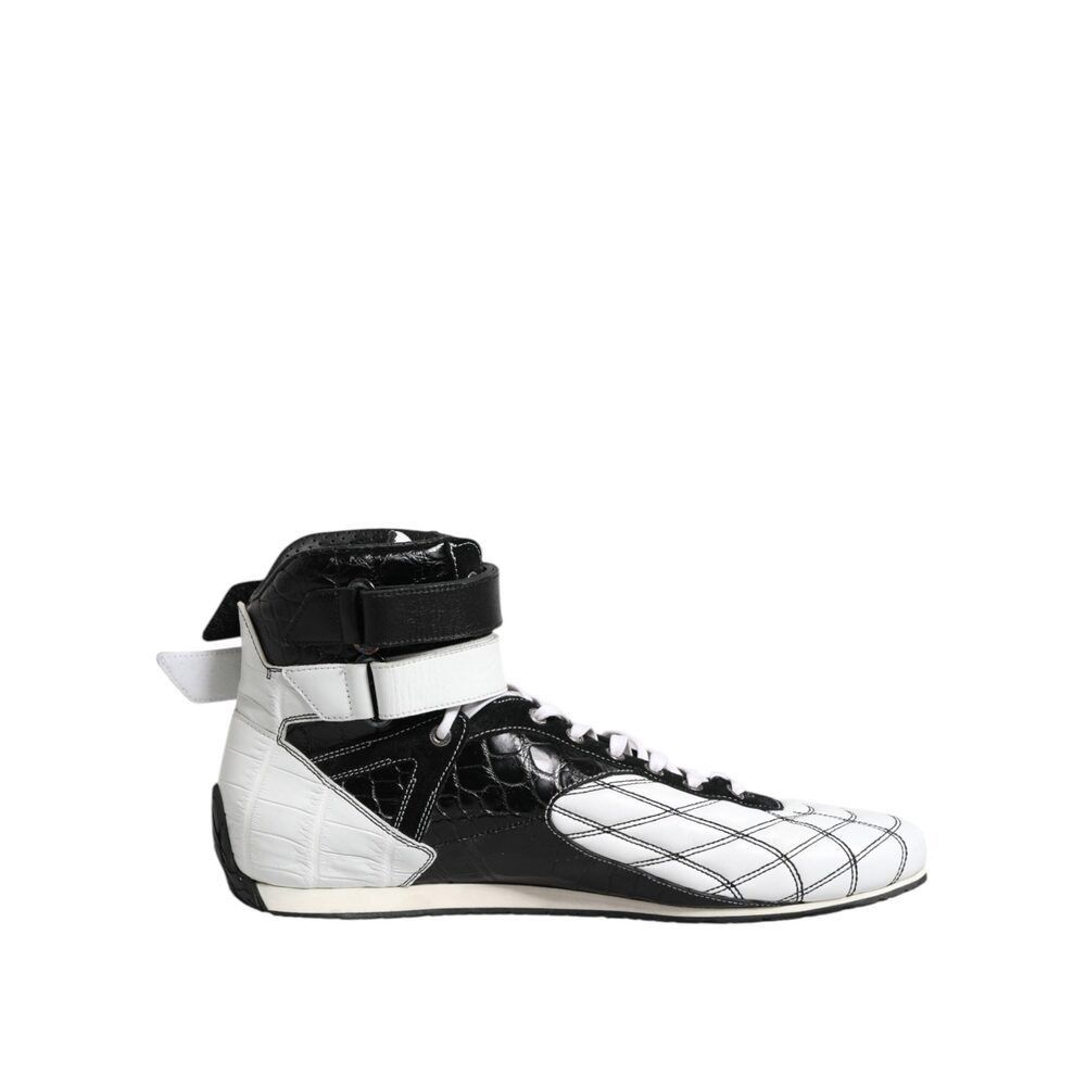 Dolce & Gabbana Dolce & Gabbana Black White Leather High Top Sneakers Shoes Size US 11 / EU 44 - 1 Thumbnail