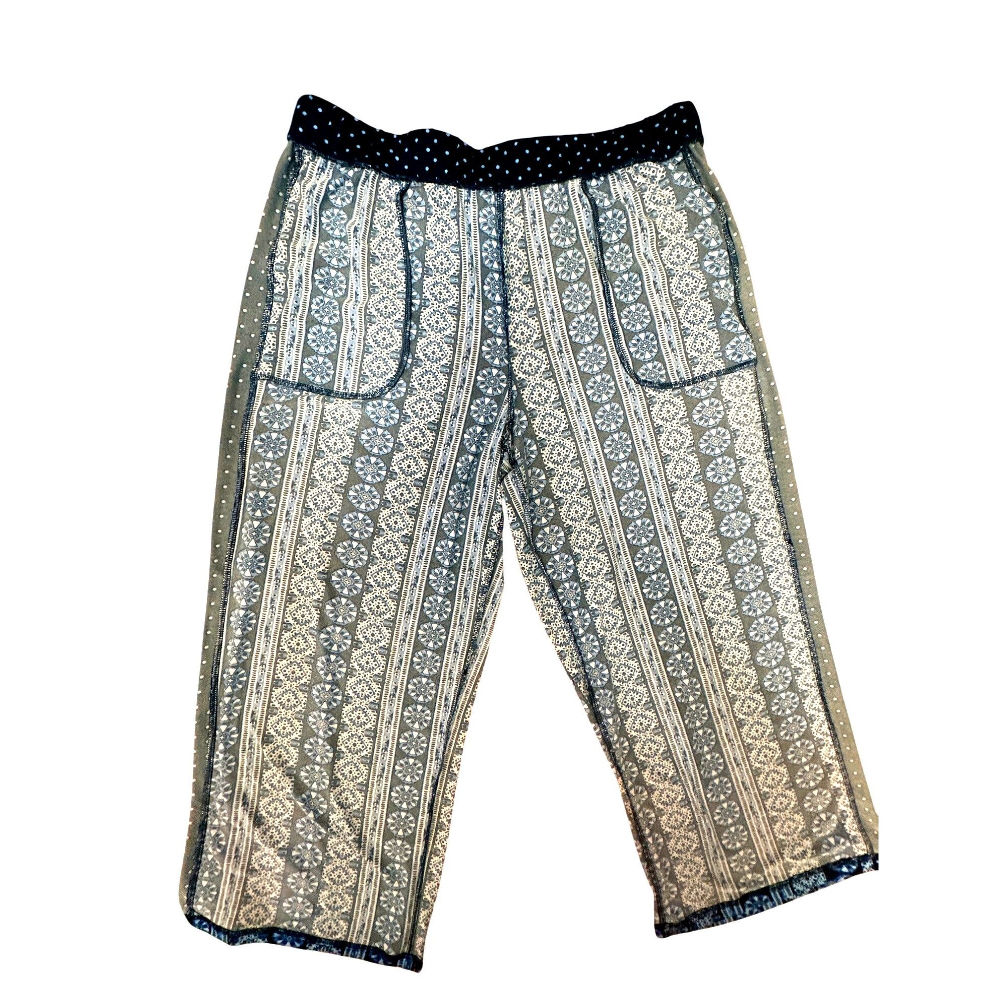 Other CCC Bohemian Style Wide Leg Geo Print Pajama Pants Elastic W Size 32" / US 10 / IT 46 - 4 Thumbnail