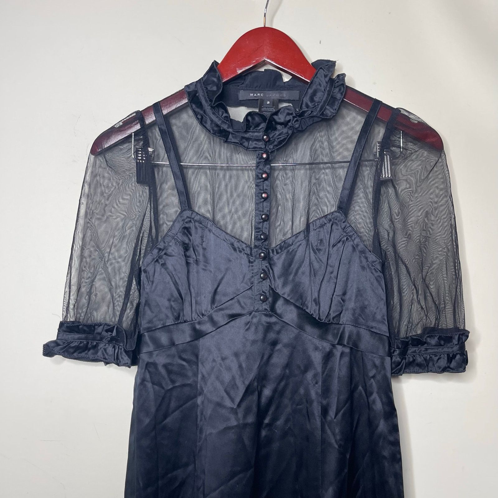 Marc Jacobs Marc Jacobs 100% Silk Black Mesh Neck Mini Dress sz 2 Size XS / US 0-2 / IT 36-38 - 9 Thumbnail