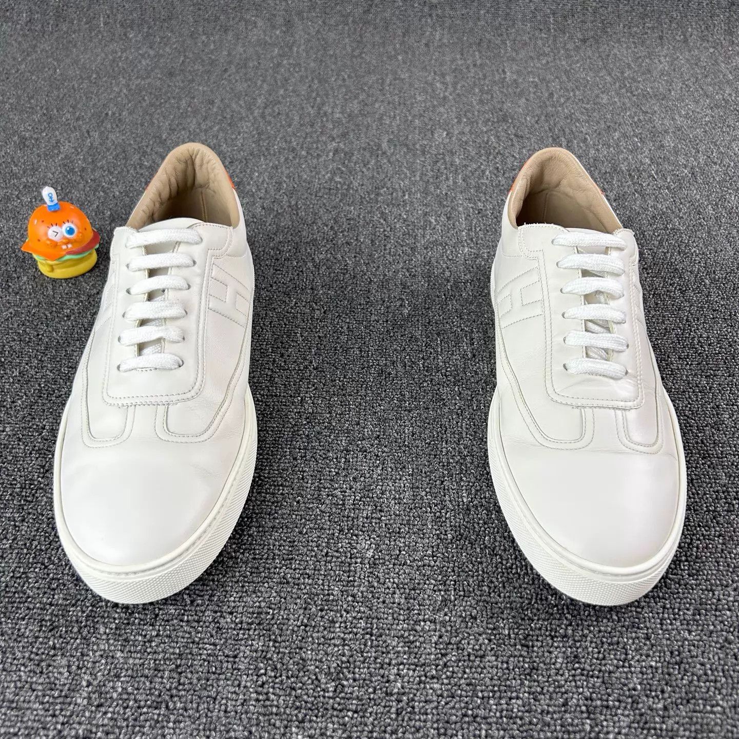 Hermes Hermes White Color Blocked Logo Sneakers Size 44.5 Size US 11.5 / EU 44-45 - 2 Thumbnail