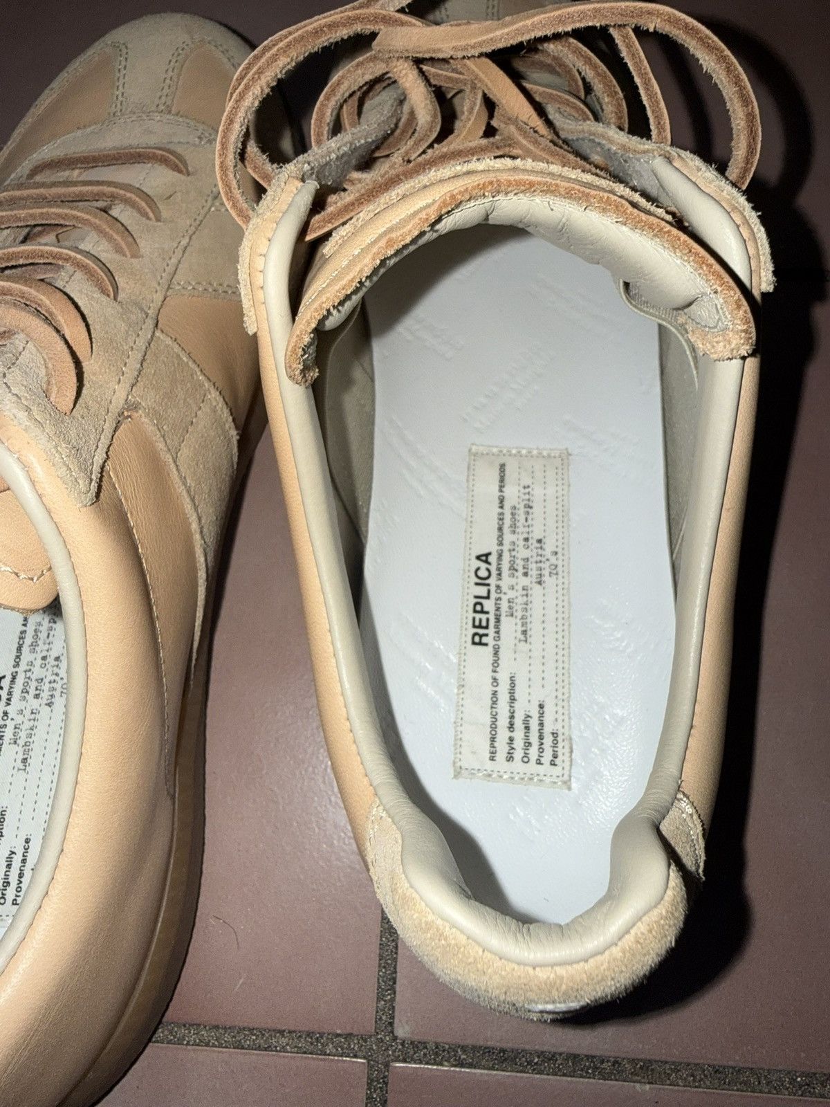 Maison Margiela Maison Margiela Natural Tan Leather Lace Gat Sneakers AW21 Size US 8 / EU 41 - 7 Thumbnail