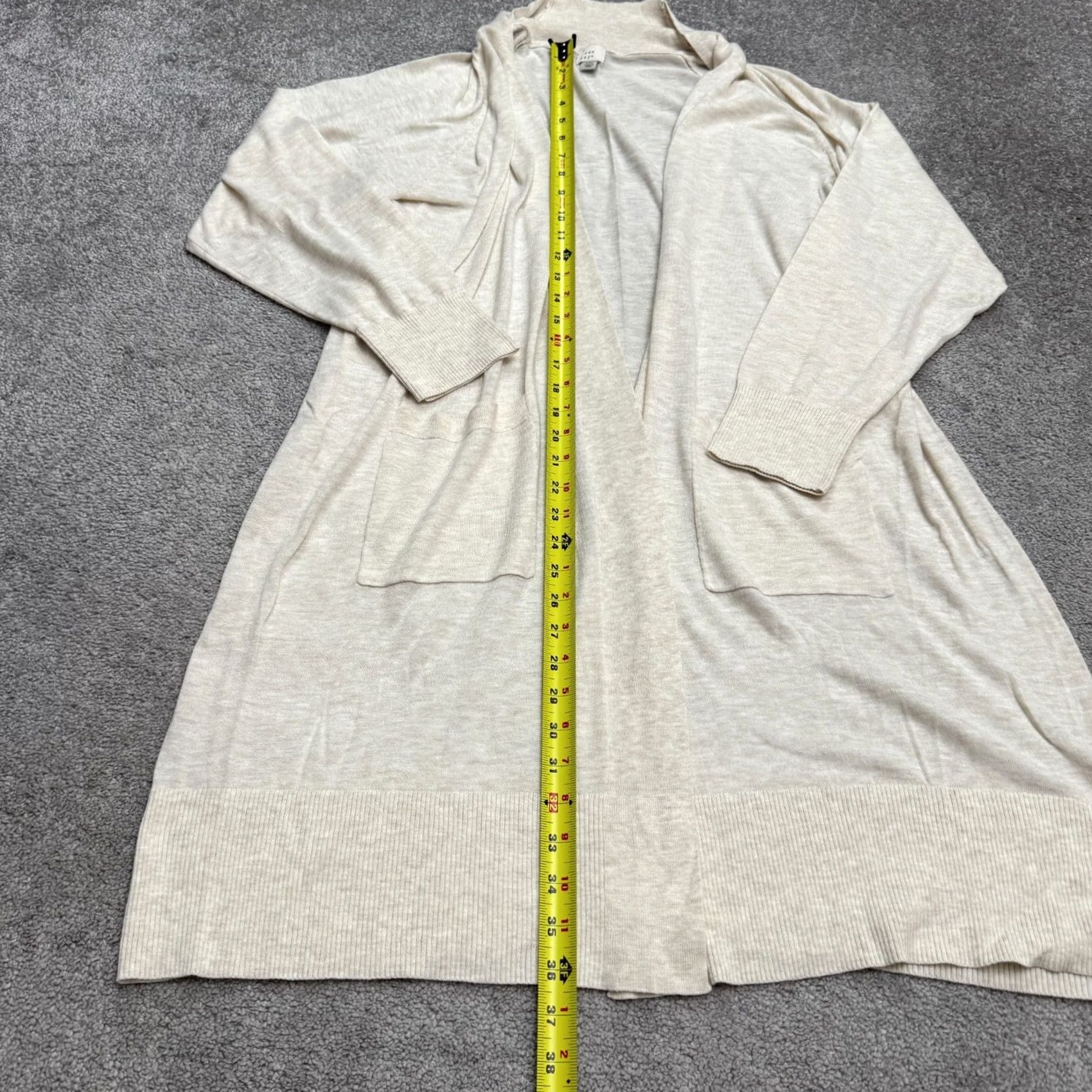 Vintage A New Day Cardigan Womens 3XL Open Front Knit Beige Solid Oatmeal Size XXL / US 16-18 / IT 52-54 - 7 Thumbnail