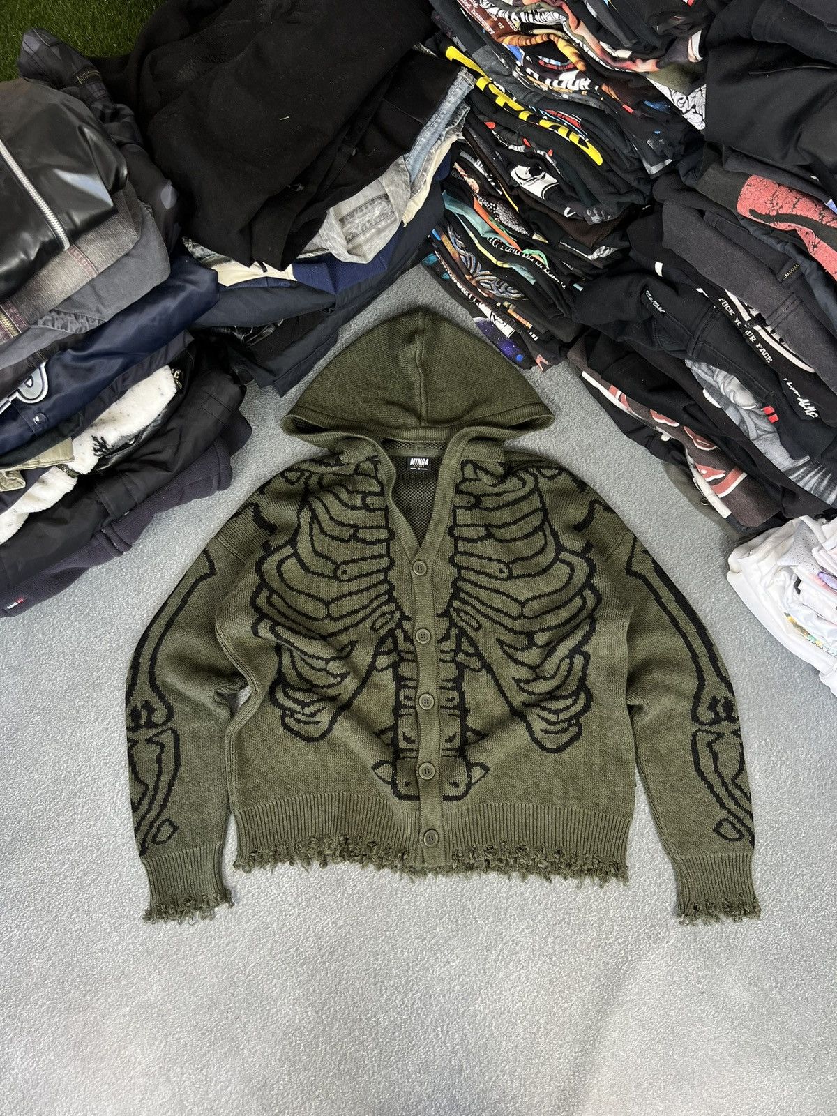 Minga London Minga London Green Skeleton Printed Knit Hoodie. Size M / US 6-8 / IT 42-44 - 1 Thumbnail