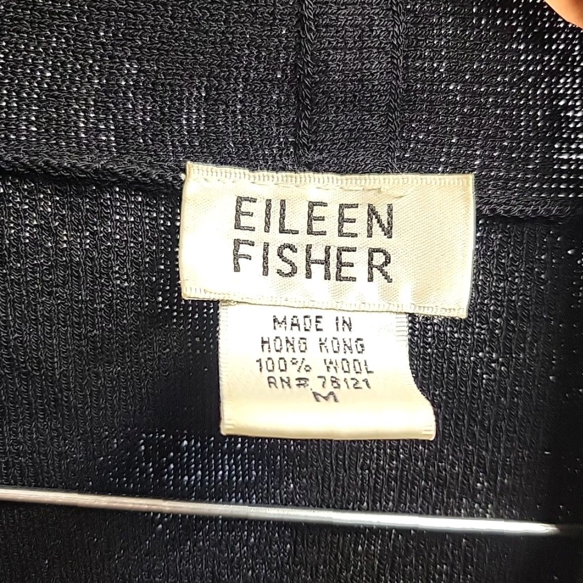 Eileen Fisher VTG Eileen Fisher Cardigan Womens M Black 100% Wool Open Front Minimalist Sweater Knit Casual Mens Womens Girls Boys Size M / US 6-8 / IT 42-44 - 4 Thumbnail
