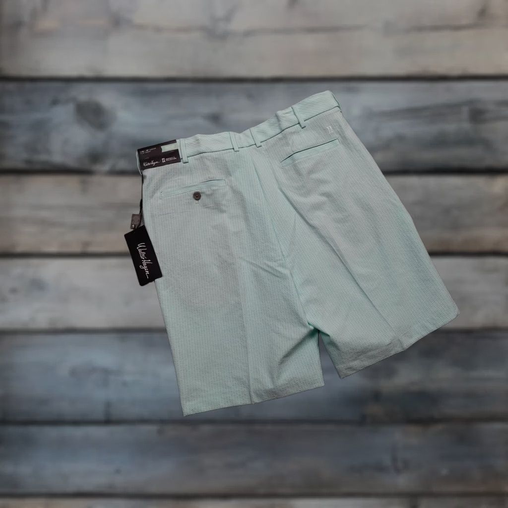 Vintage Walter Hagen Perfect 11 Shorts Mens 35 Light Green Seersucker 10 Inseam NWT Size US 35 - 1 Thumbnail