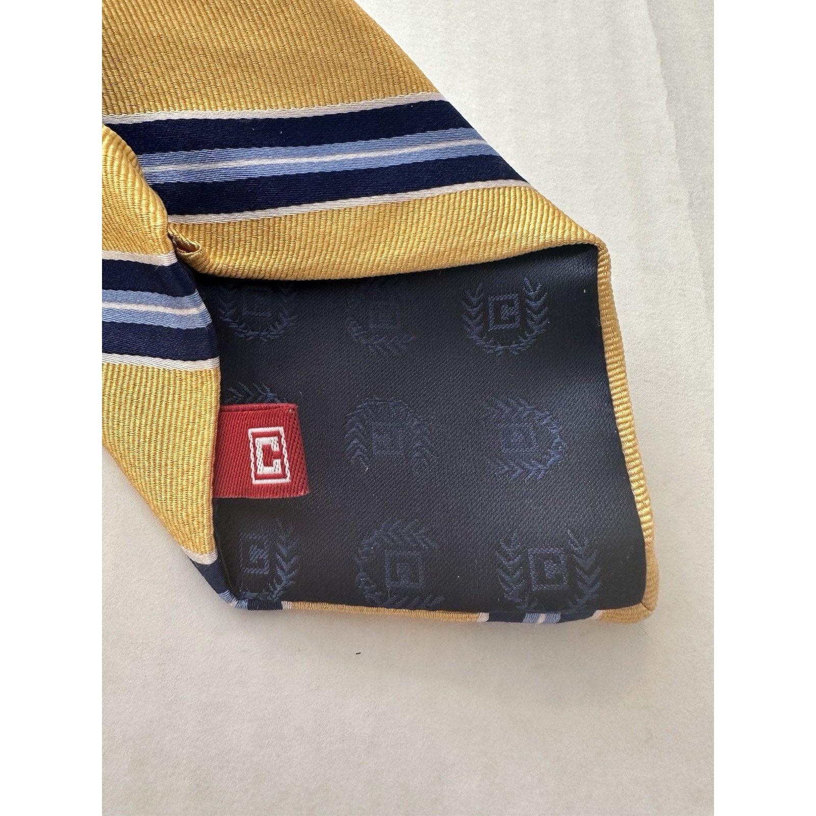 Chaps Chaps Ralph Lauren Tie 100% Silk Yellow/Blue Striped Preppy Size ONE SIZE - 3 Thumbnail