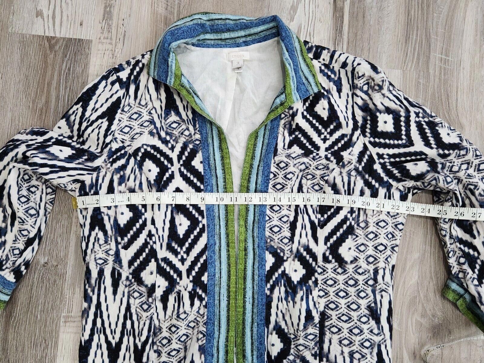 Chicos Chicos Jacket Size 3 Womens Open Front Cotton Large Linen Size L / US 10 / IT 46 - 4 Thumbnail