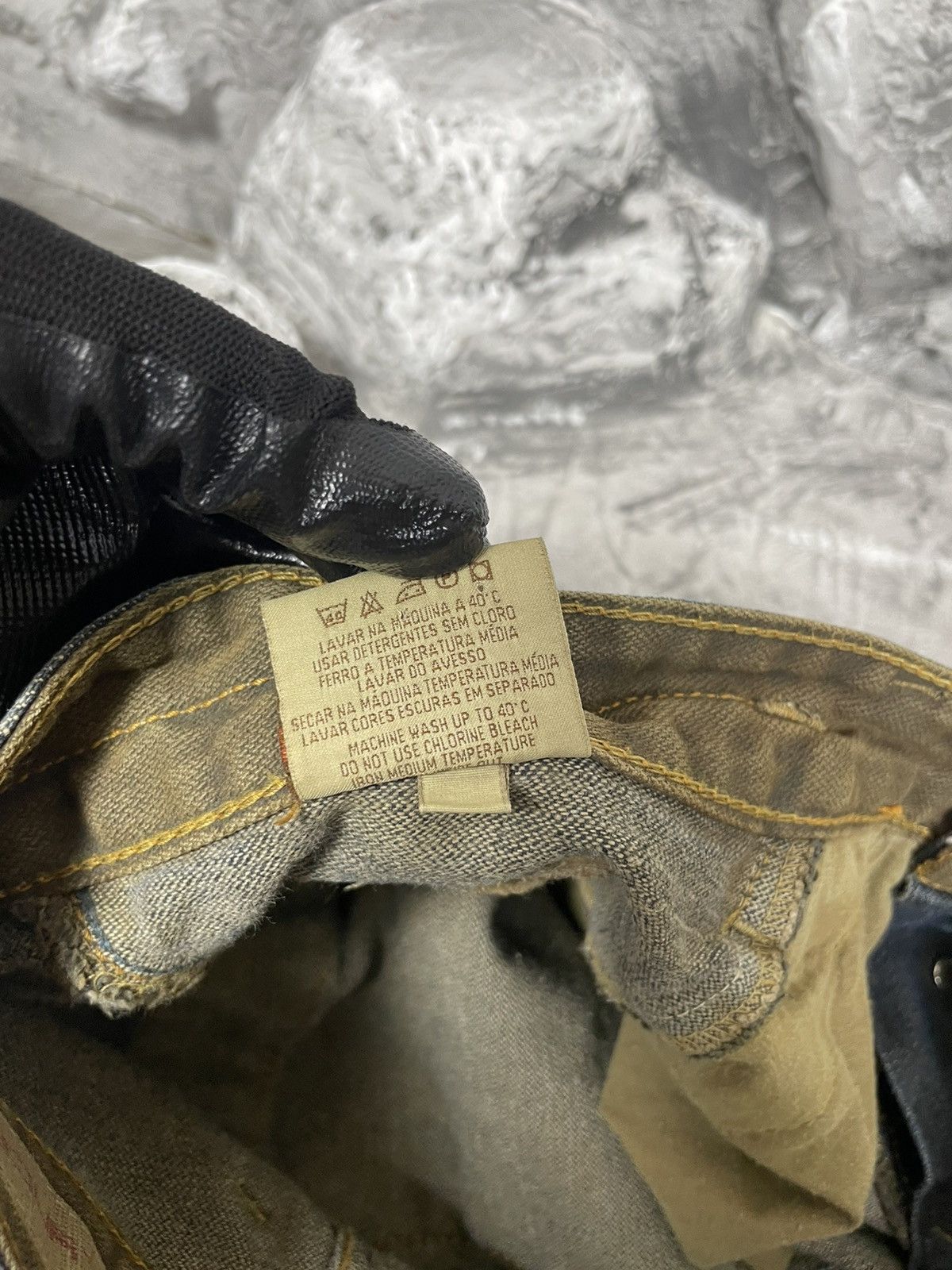 Hysteric Glamour Y2K Distressed Fade Denim Jeans No Faith Balenciaga Style Size US 29 - 11 Thumbnail