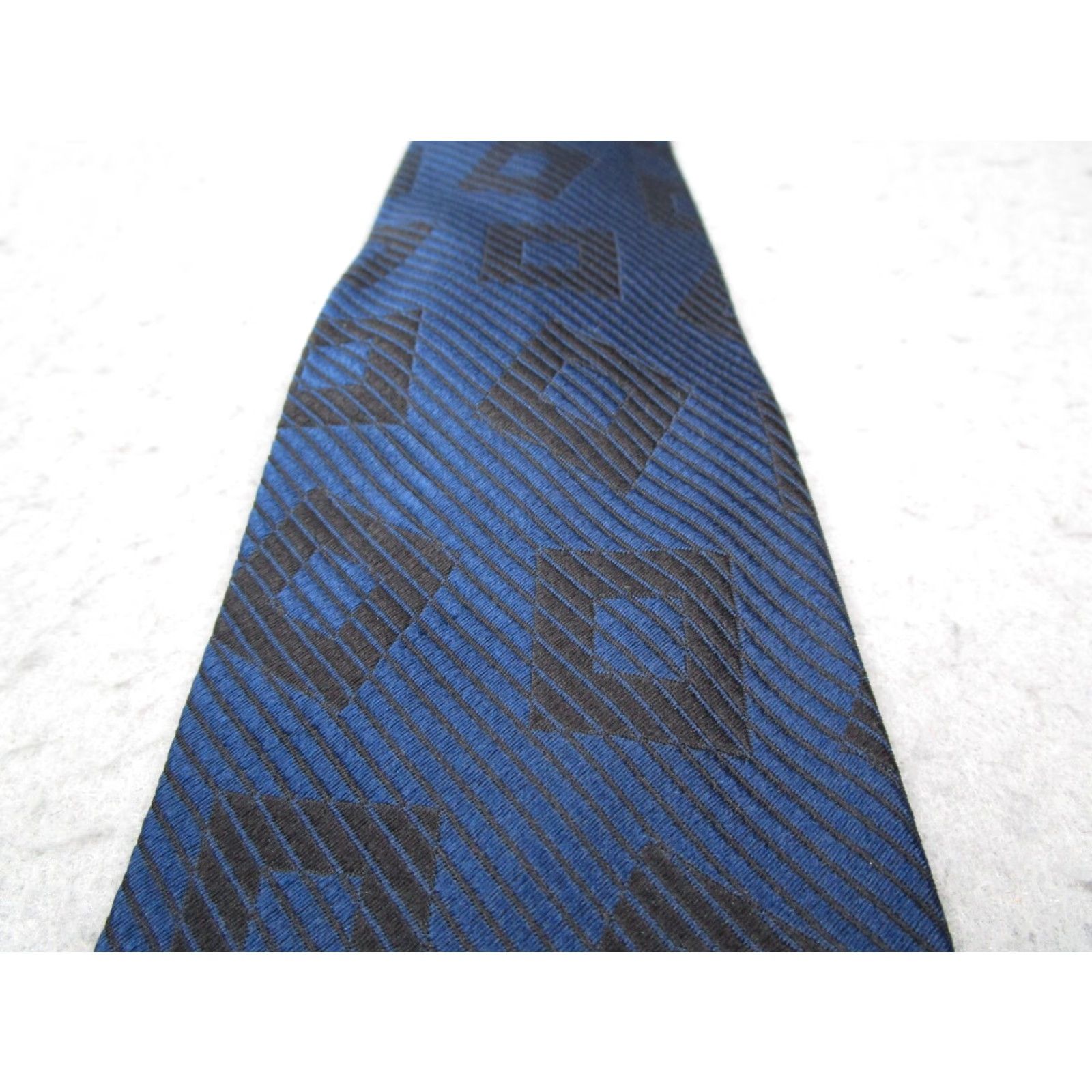 Versace Gianni Versace Neck Tie Mens Blue Silk Geometric Designer Retro Made in Spain One Size Size ONE SIZE - 2 Thumbnail