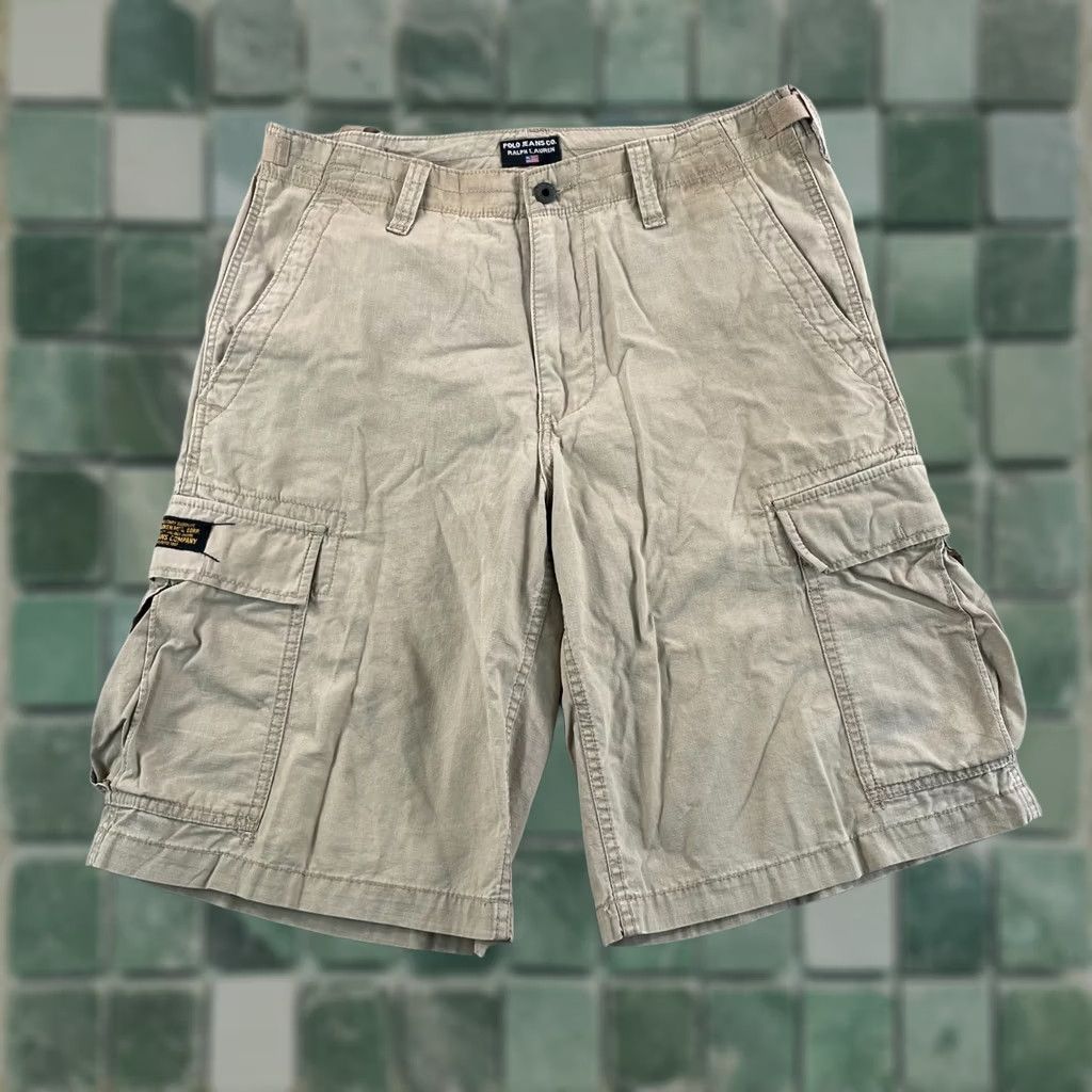 Polo Jeans Co Ralph Lauren Cargo Shorts Men 32 Beige Ripstop Utility Paratrooper