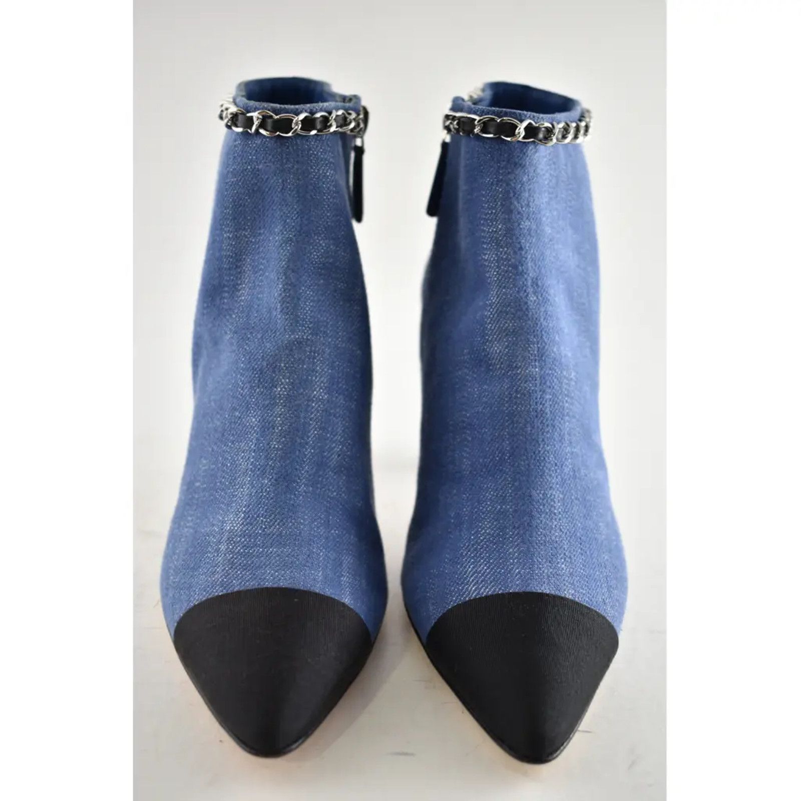 Chanel Chanel 20C Blue Denim Fabric Black Chain CC Logo Short Size US 8 / IT 38 - 5 Thumbnail