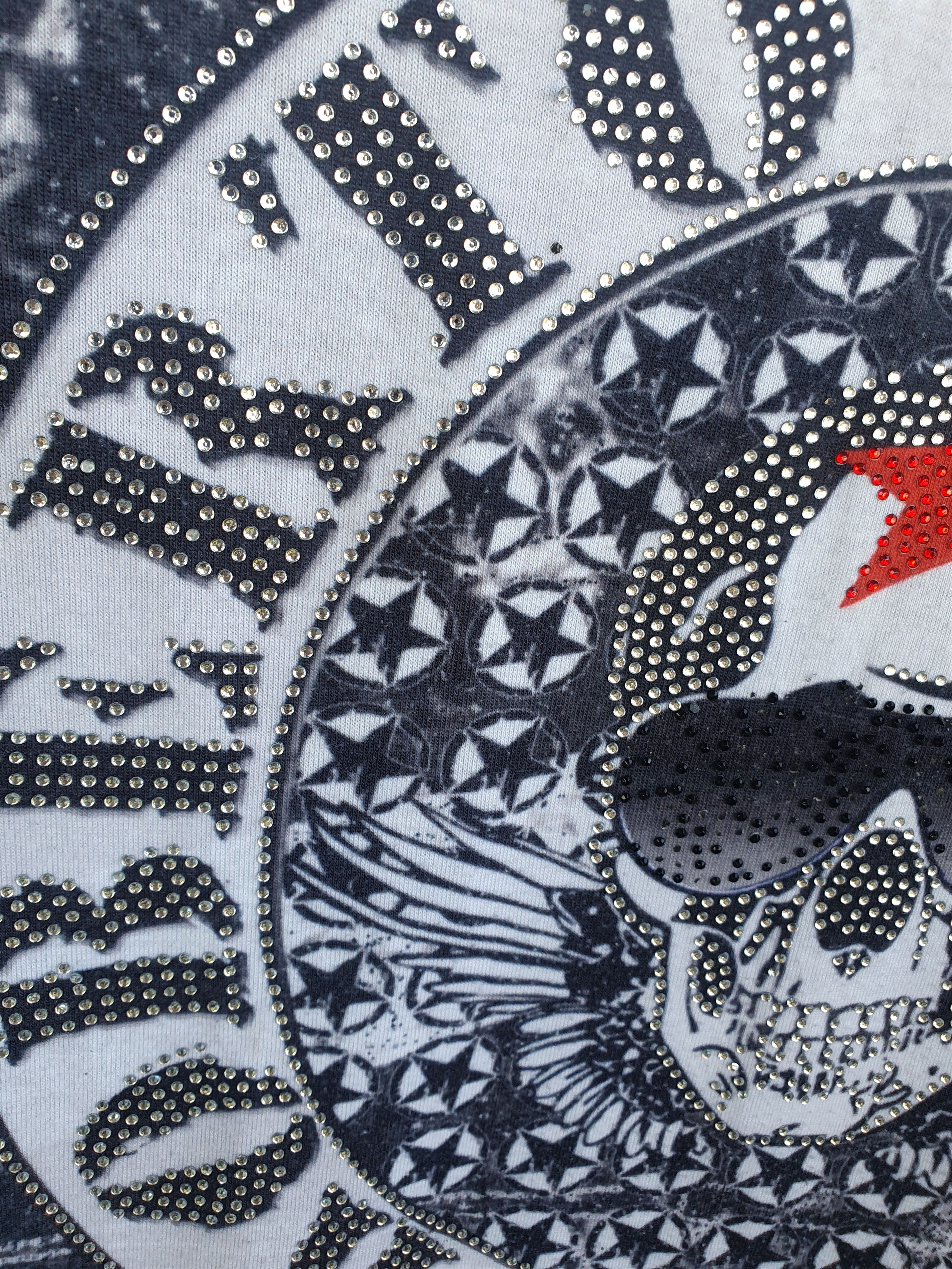 Swagger × Vintage Roberto Geissini Skull Rhinestones US Flag Y2K t-shirt sz M Size US M / EU 48-50 / 2 - 6 Thumbnail