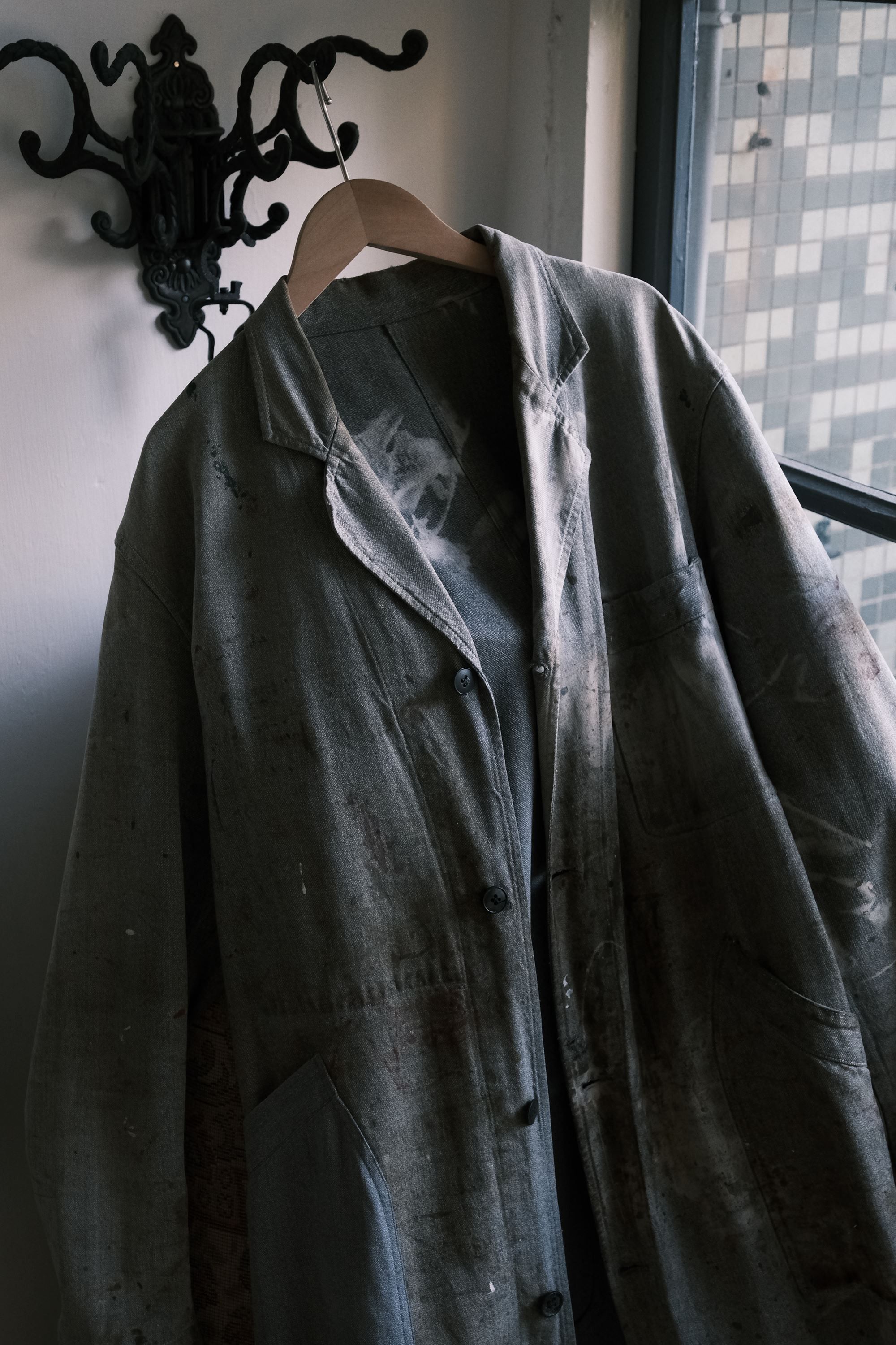 Vintage 1950's Distressed French Salt&Pepper Atelier Coat Size US M / EU 48-50 / 2 - 1 Thumbnail