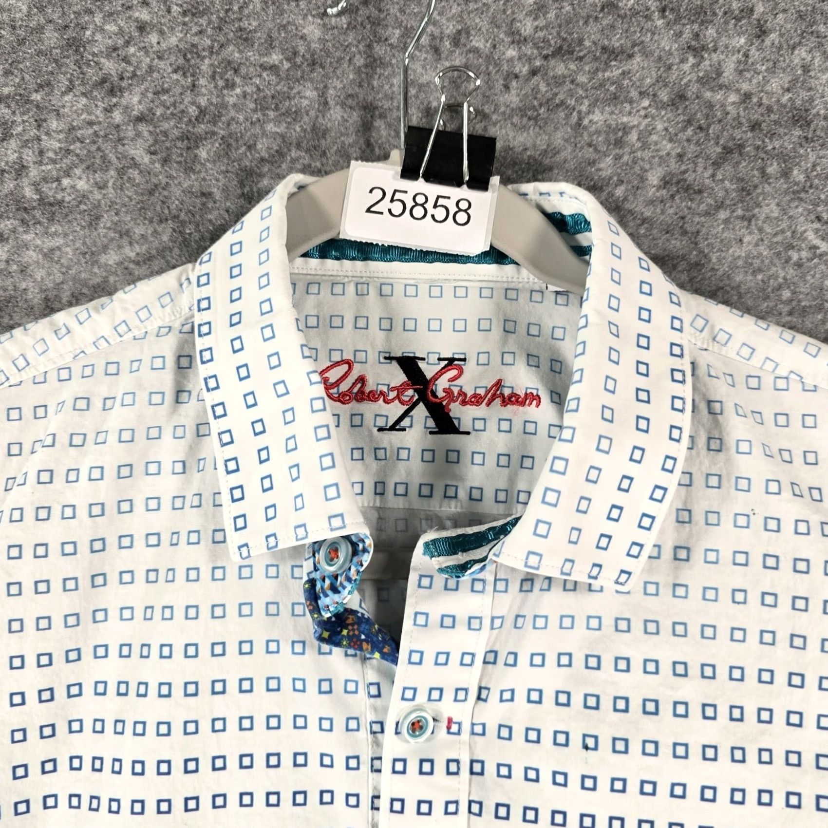 Robert Graham Robert Graham Shirt Mens Medium Tailored Fit Short Sleeve Button Up White Multi Size US M / EU 48-50 / 2 - 2 Thumbnail