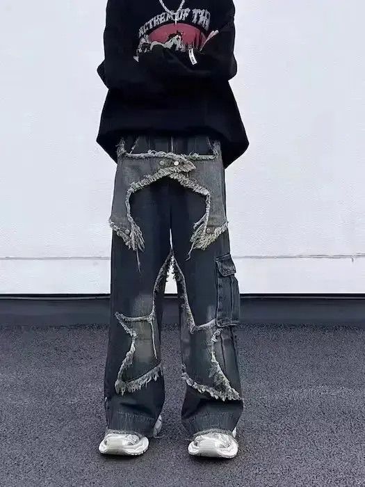 Japanese Brand STAR Embroidered Jeans, y2k Jeans Size US 32 / EU 48 - 1 Thumbnail