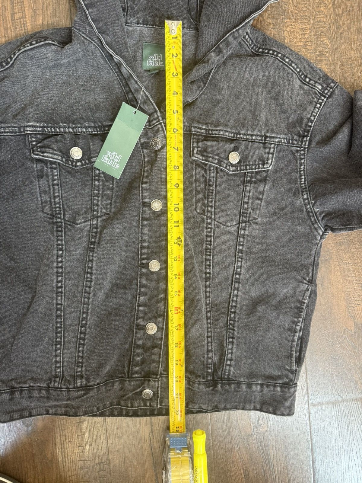 Other Wild Fable Black Stonewashed Denim Hooded Jacket Sz xxs Size XXS / US 00 / IT 34 - 5 Thumbnail