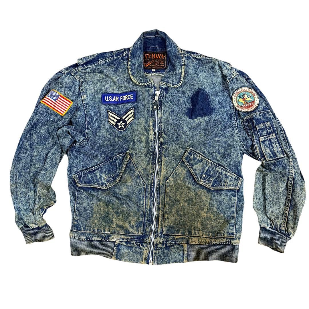 Vintage US AIR FORCE Denime Vintage Jacket Size US L / EU 52-54 / 3 - 1 Thumbnail