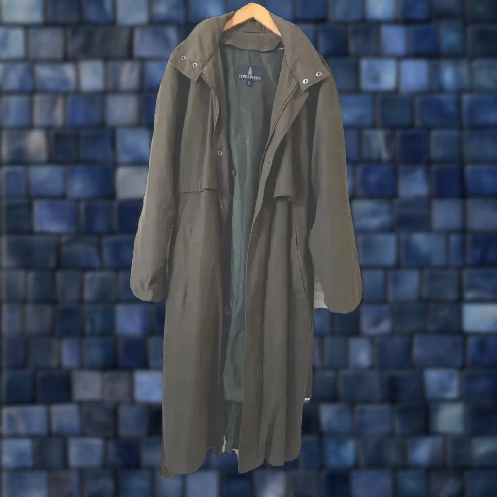 London Fog VINTAGE London Fog Coat Mens 40R Green Trench Zipout Lining Hoodie Zip & Snap Closure Hoodie Trench Coat Mens Green 40R Long Jacket/Coat CE Size US L / EU 52-54 / 3 - 1 Thumbnail