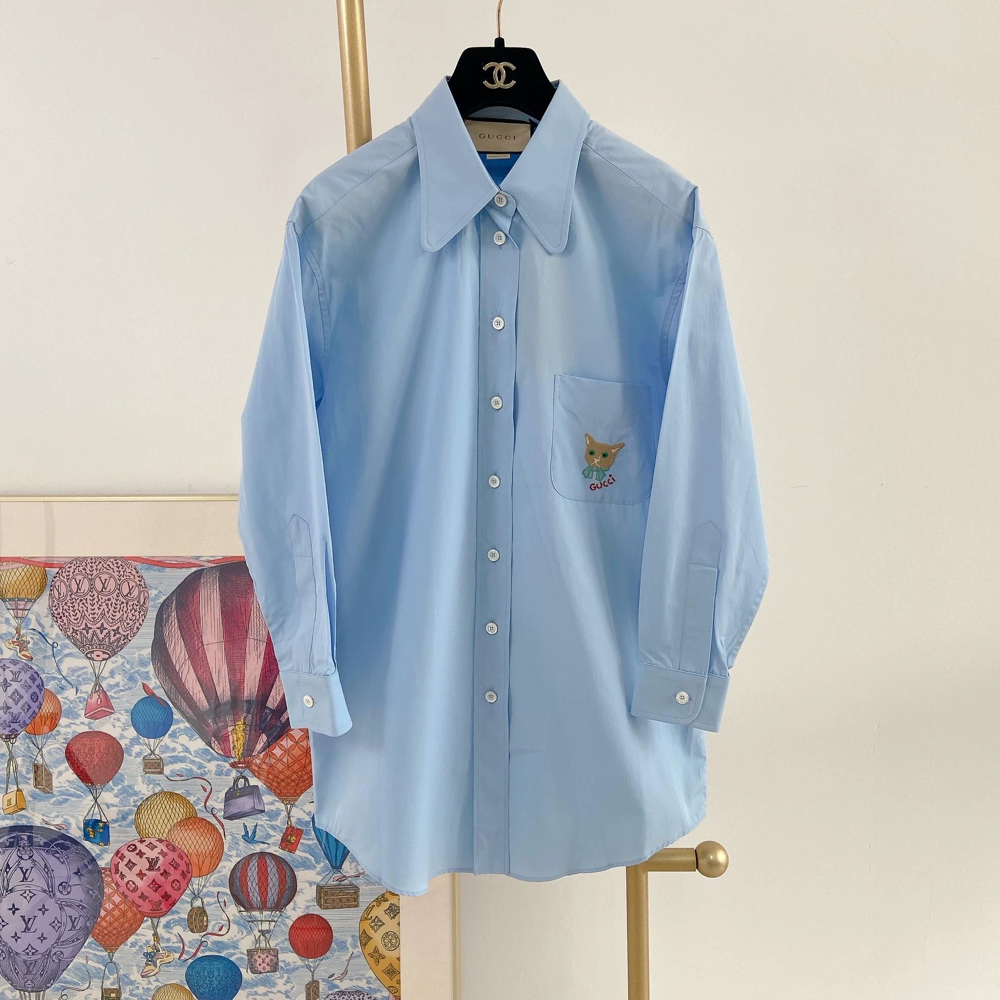 Gucci Gucci Cat Blue Shirt 38 with Tags Size XS / US 0-2 / IT 36-38 - 2 Thumbnail