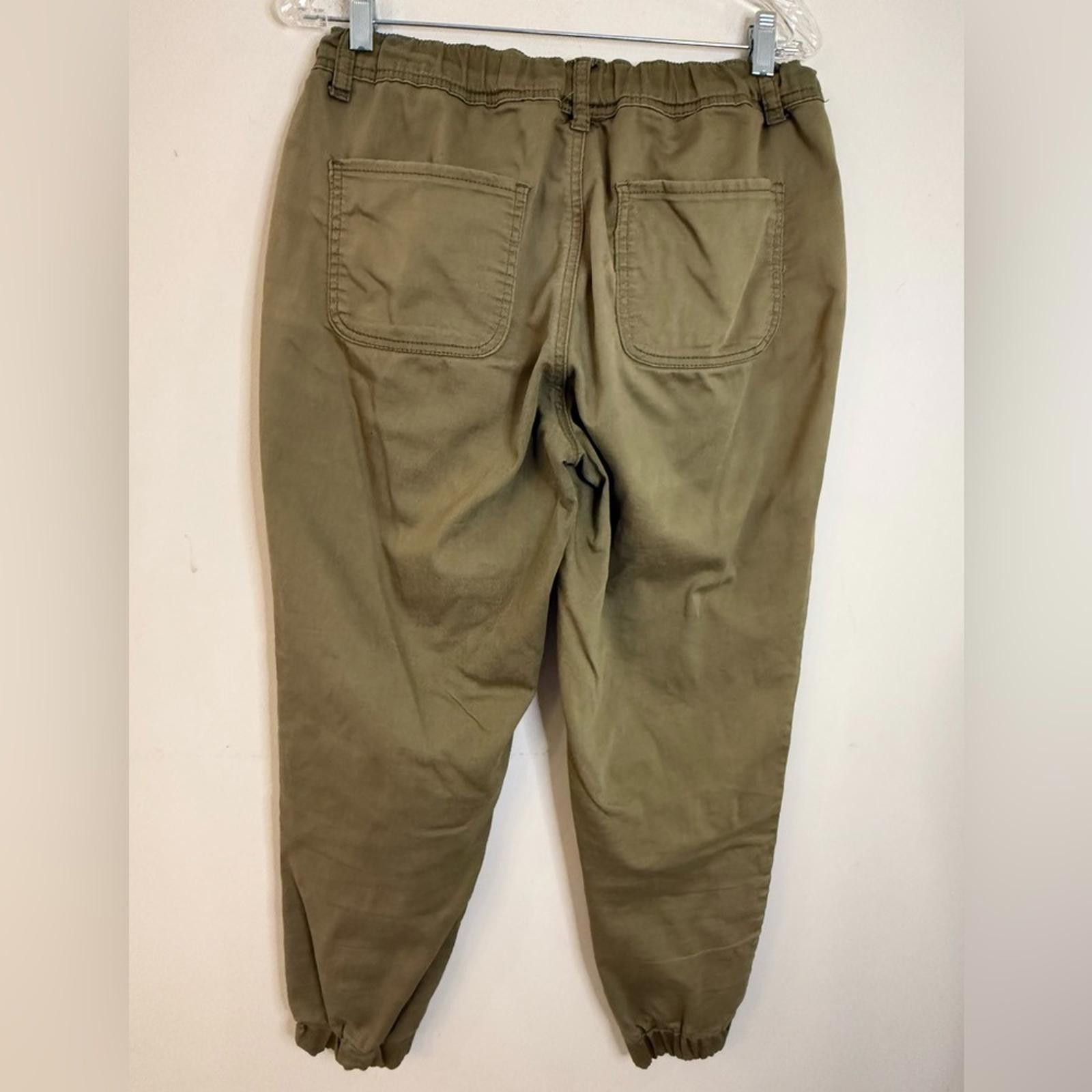Other Oak & Poppy khaki pants elastic waist & cuffs SZ 8 FLAW Size 30" / US 8 / IT 44 - 2 Thumbnail