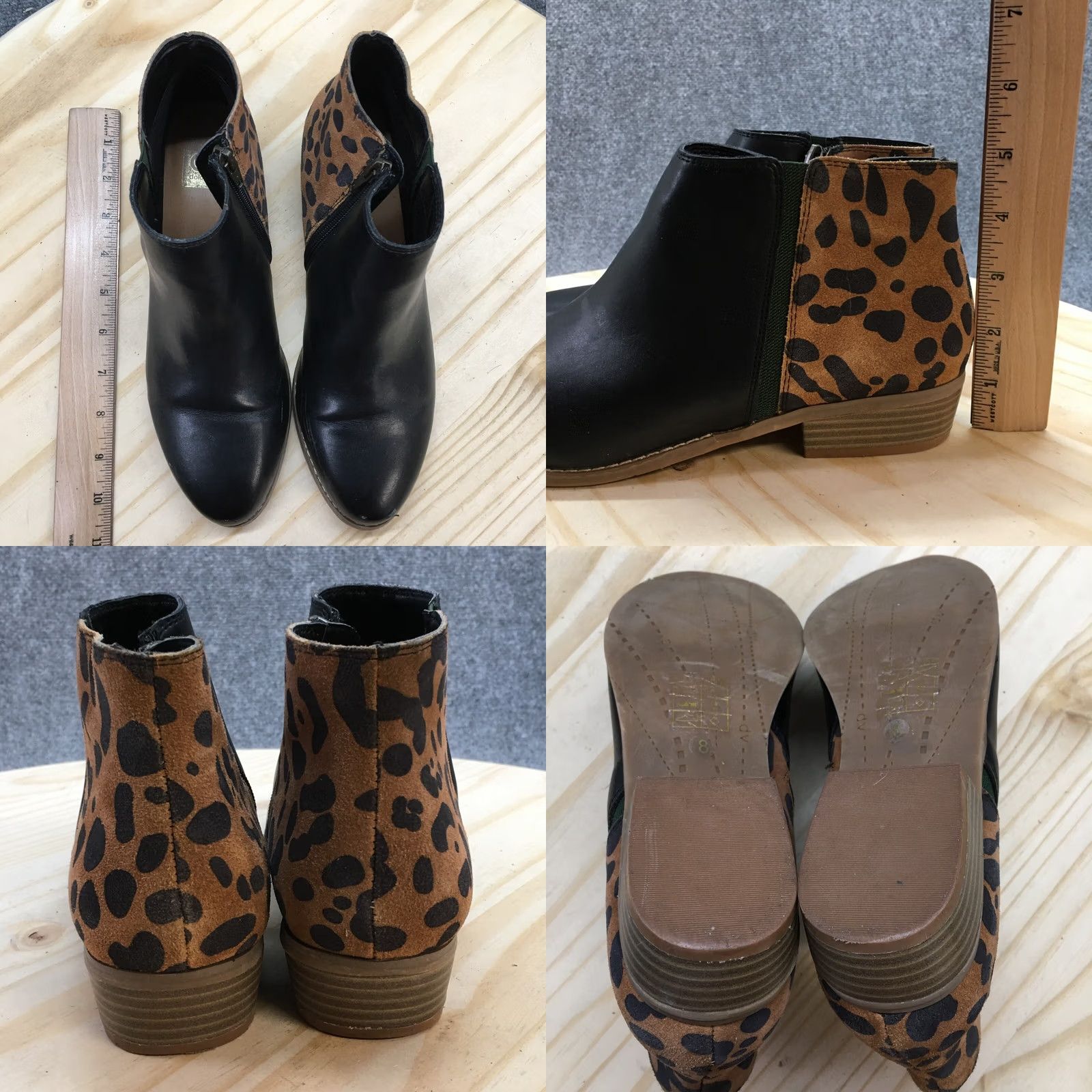 Dolce Vita DV Dolce Vita Boots Womens 8 Ankle Booties Leather Zipper Black Brown Heel 1in casual Womens Boots Size US 8 / IT 38 - 8 Thumbnail