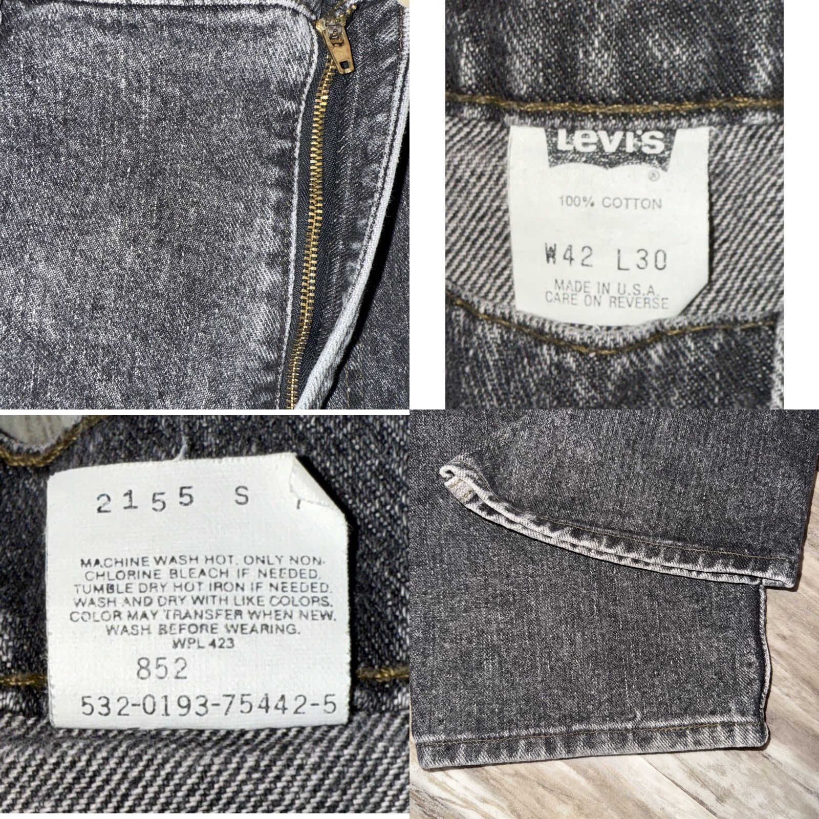 Levi's VINTAGE Levi's 550 Jeans Men 42X30 Black Relaxed Fit Tapered Leg Stone Wash 90s Mens Jeans Size US 42 / EU 58 - 8 Thumbnail