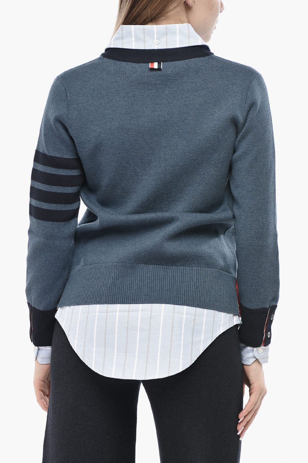 Thom Browne og1mm0426 Double-Fabric Cardigan in Blue Size S / US 4 / IT 40 - 2 Thumbnail