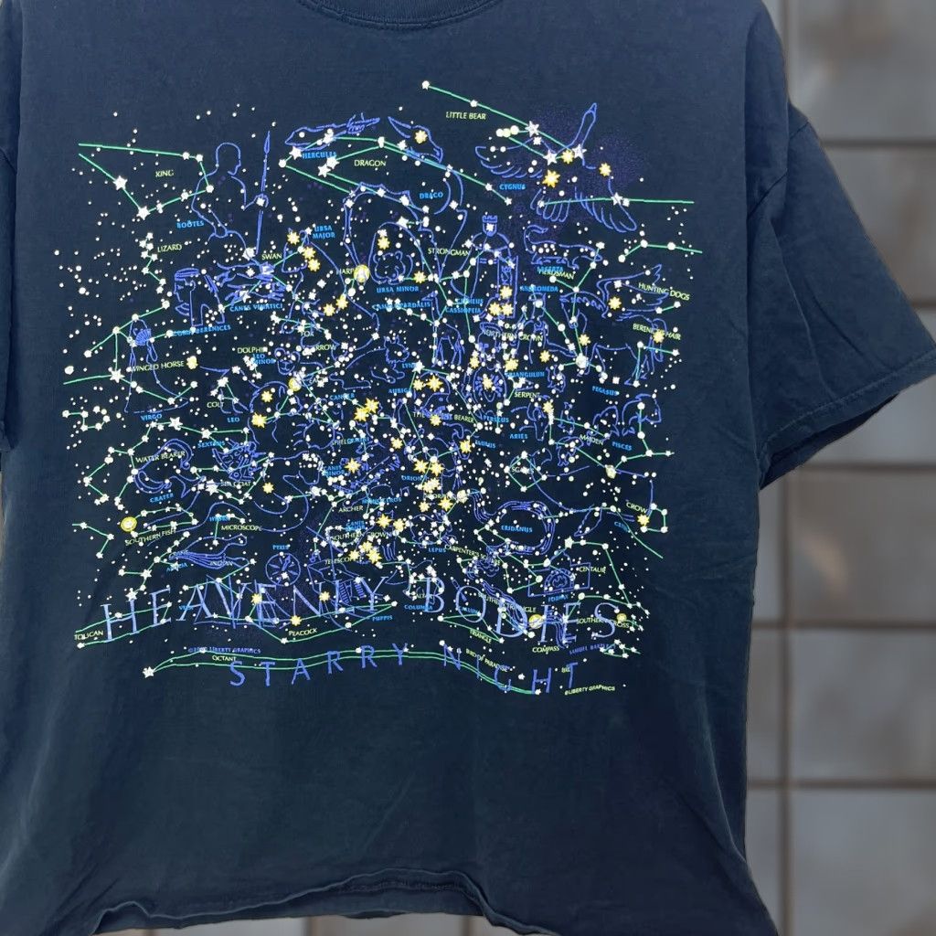 Vintage VINTAGE Constellations Starry Night Space T Shirt XL Black Cotton Men Short Sleeve Crew Neck Logo Size US XL / EU 56 / 4 - 1 Thumbnail