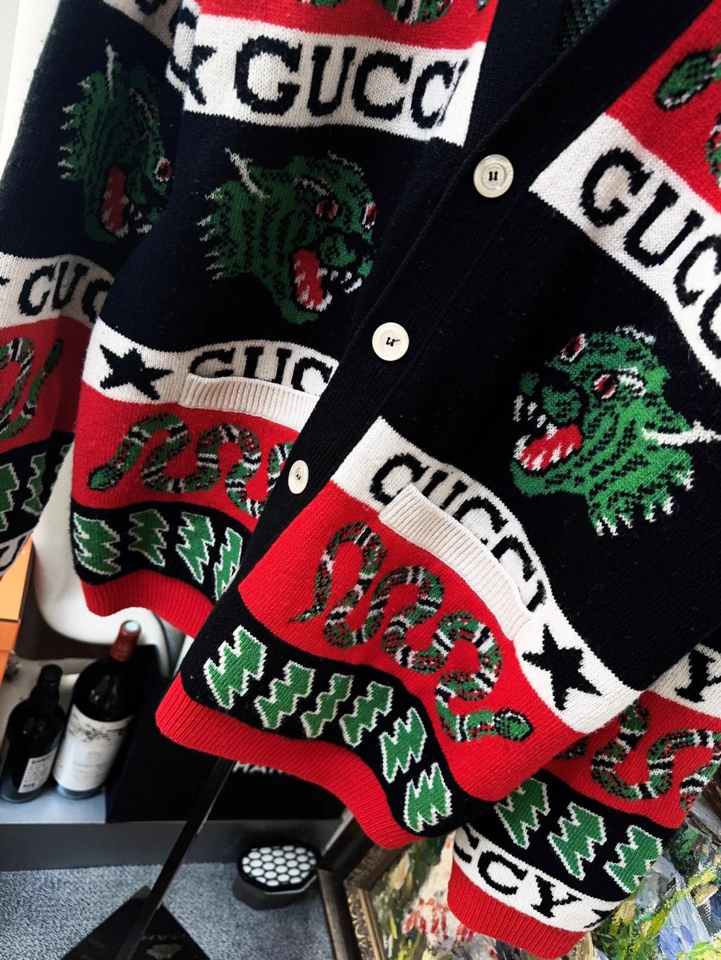 Gucci Gucci Animal Print All Over Knit Cardigan Size M Size M / US 6-8 / IT 42-44 - 3 Thumbnail