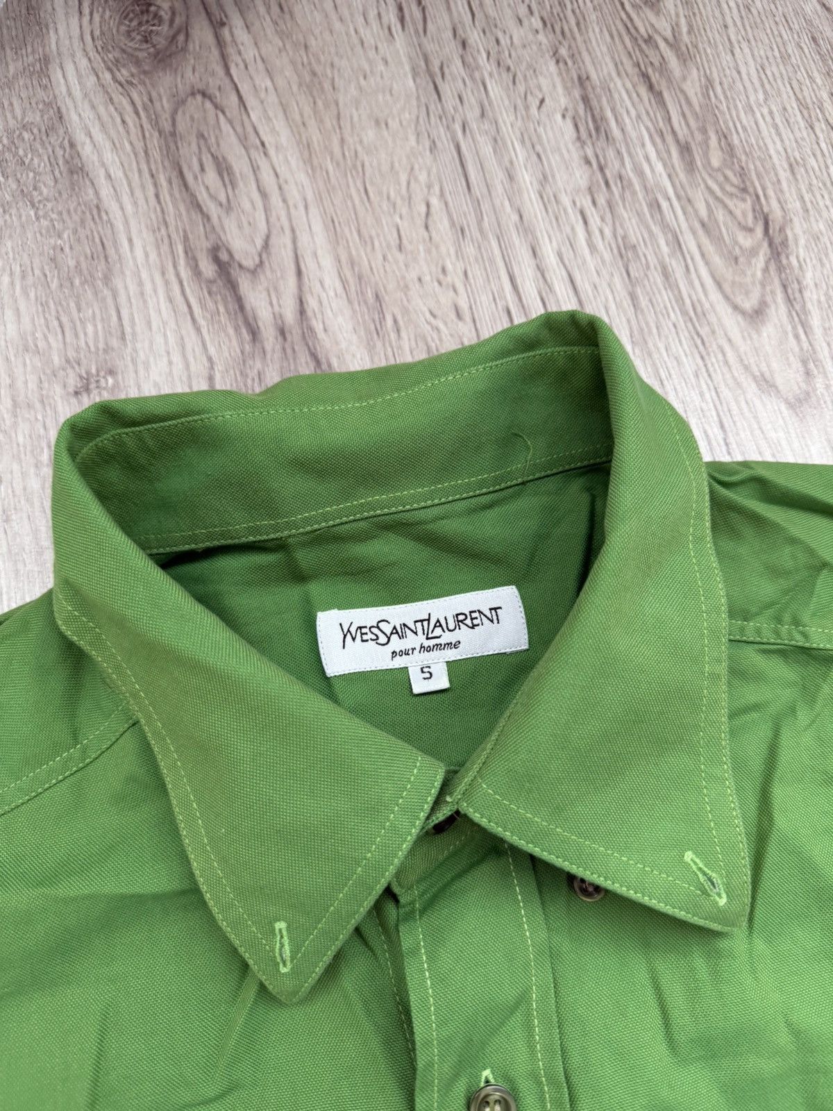 Yves Saint Laurent YSL Pour Homme Green Cotton Shirt XL Vintage Y2K Minimal Size US XL / EU 56 / 4 - 2 Thumbnail