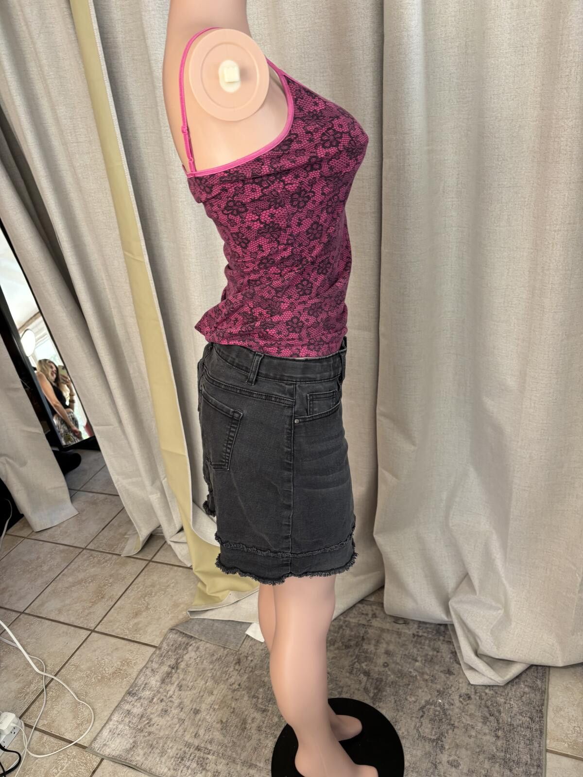 Other Wonder Nation 90s Grunge Black Denim Mini Skirt. Size XL. Size 40" / US 18 - 8 Thumbnail