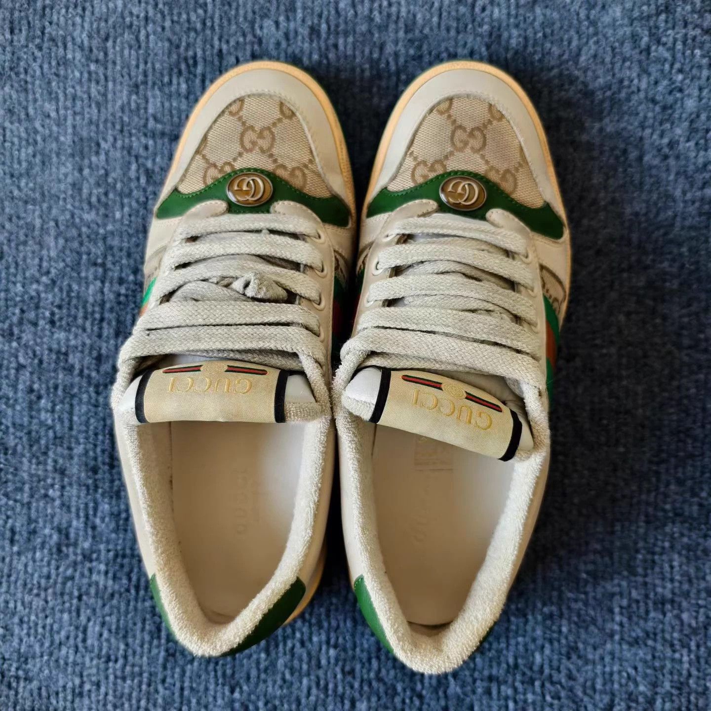 Gucci GUCCI Screener green distressed canvas women's sneaker Size US 5 / IT 35 - 5 Thumbnail