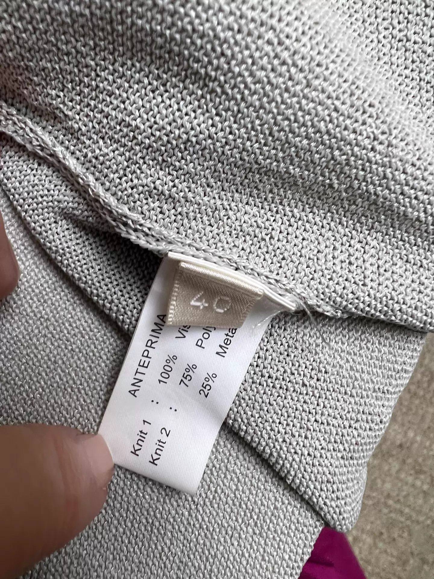 ANTEPRIMA ANTEPRIMA Oversized Hooded Silver Lurex Knit Cardigan Size S / US 4 / IT 40 - 5 Thumbnail