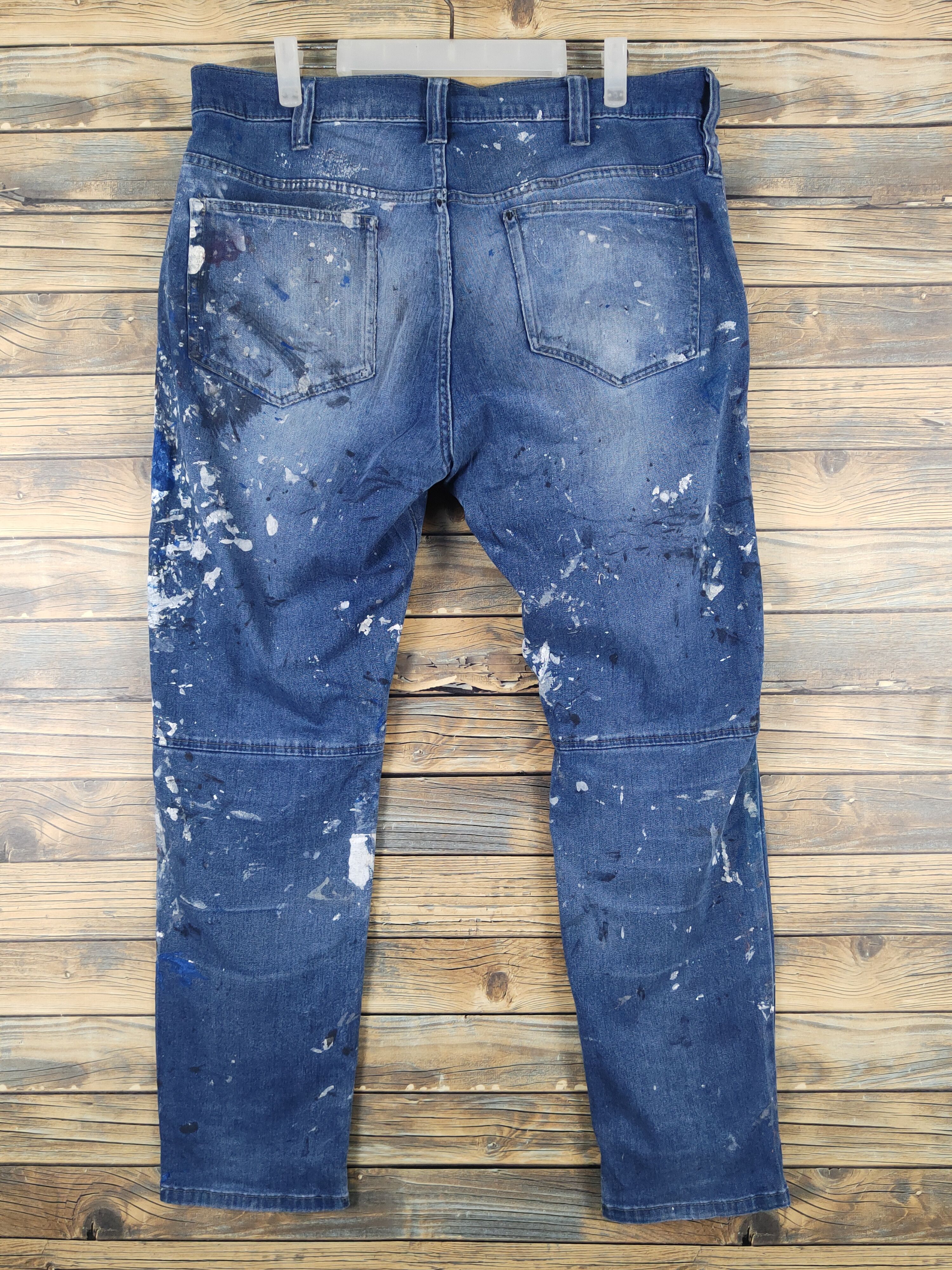 Japanese Brand Japan painter Blue Distressed Ripped denim Jeans #W1984 Size US 36 / EU 52 - 7 Thumbnail