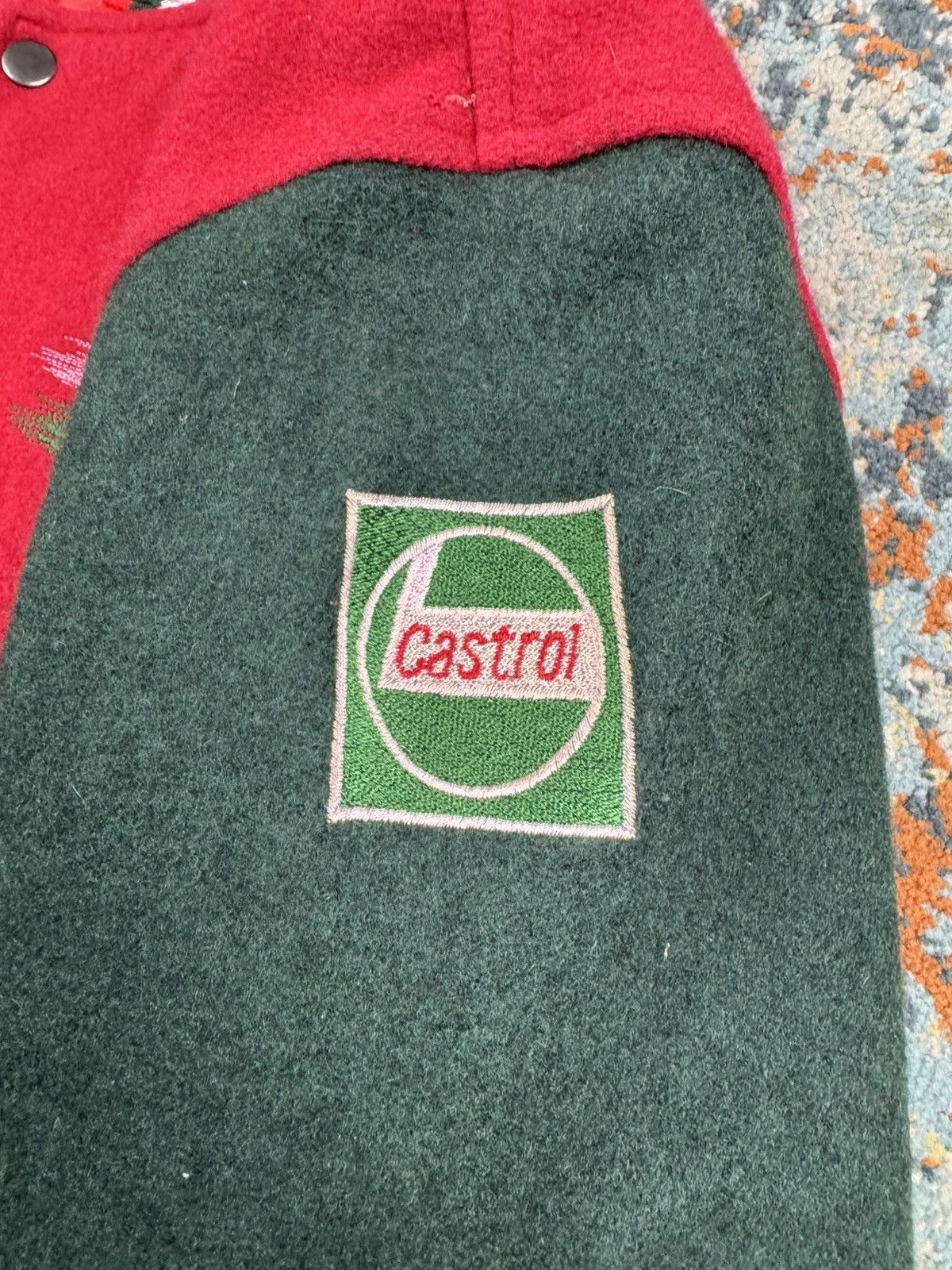 Honda Vintage 80s Honda Castrol heavy wool varsity racing jacket Size US L / EU 52-54 / 3 - 13 Thumbnail