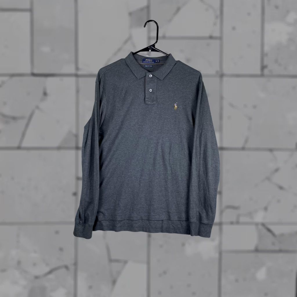 Polo Ralph Lauren Polo Ralph Lauren Polo Shirt Mens M Gray Solid Pony Logo Long Sleeve Knit Size US M / EU 48-50 / 2 - 1 Thumbnail