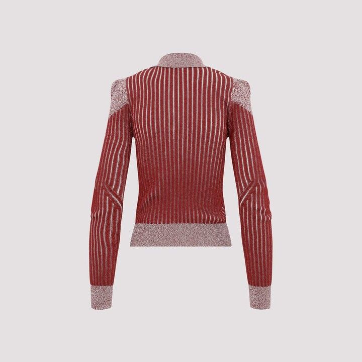 Bottega Veneta o1loc1c0324 728433 Ribbed Cotton Polo in Red/Grey Size XS / US 0-2 / IT 36-38 - 3 Thumbnail