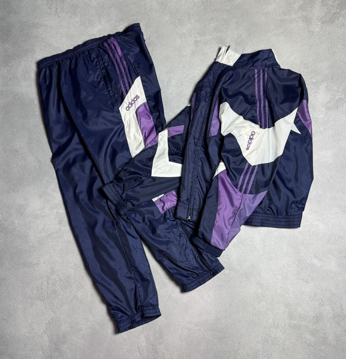 Adidas Adidas Vintage 1990s Drill Nylon Tracksuit Set Size US L / EU 52-54 / 3 - 1 Thumbnail